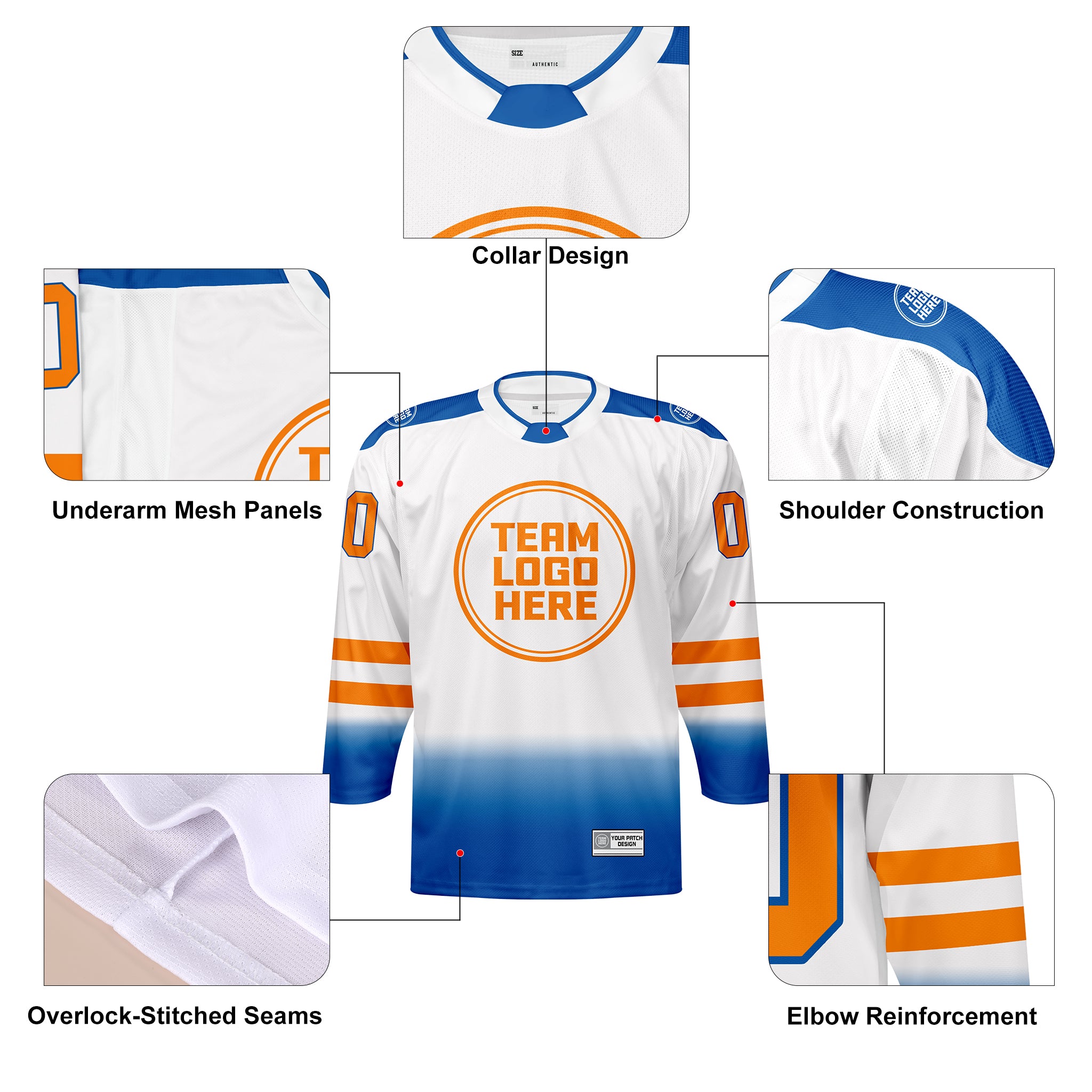 Custom Hockey Jersey Elite Pro EP-202 RoyalWhiteOrange