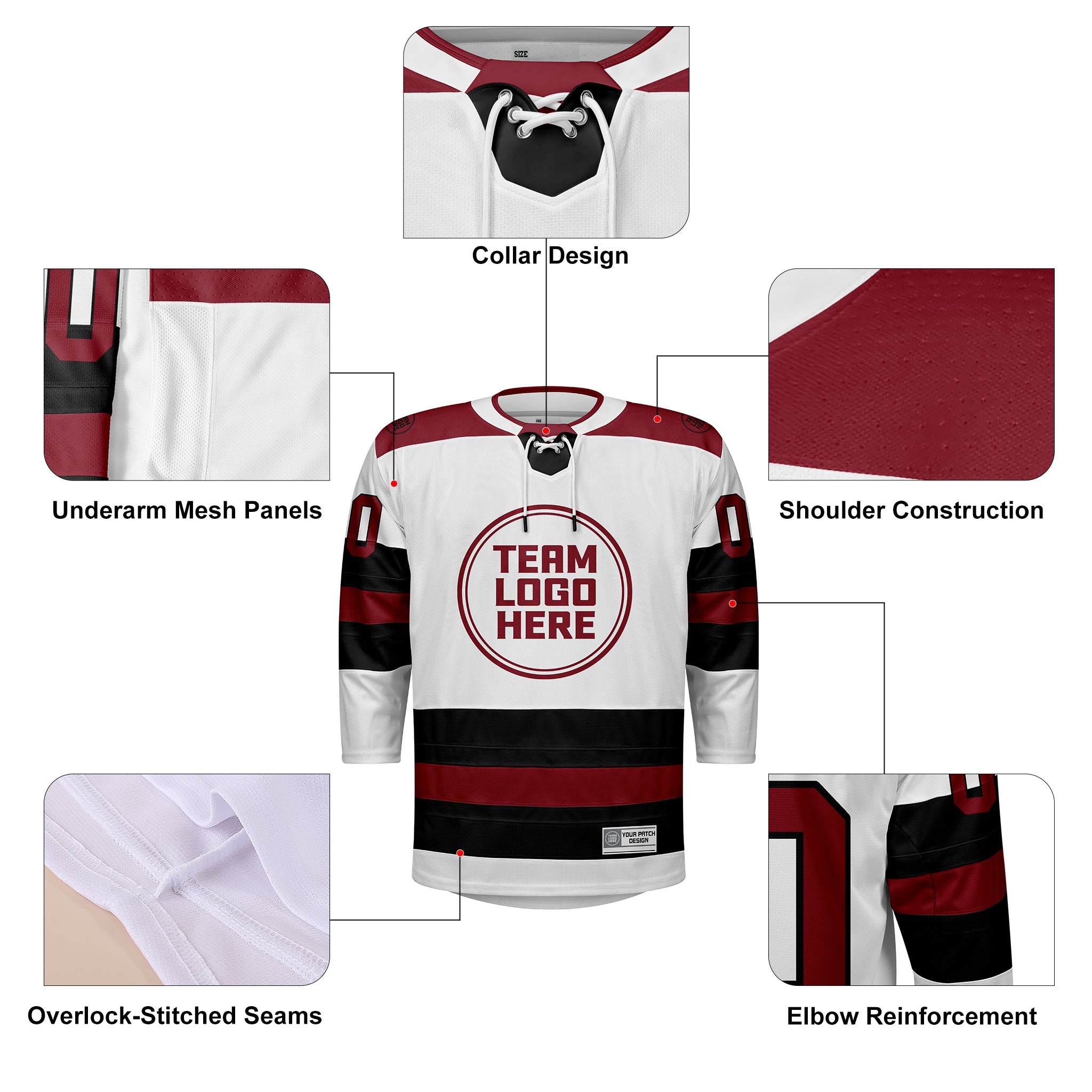 Custom Hockey Jersey Elite Pro EP-104 WhiteBlackRed