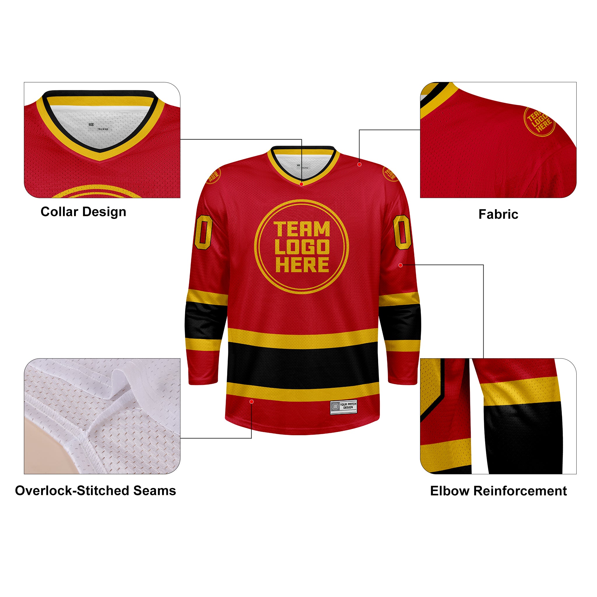 Custom Hockey Jersey Practice PS-107 RedGoldBlack