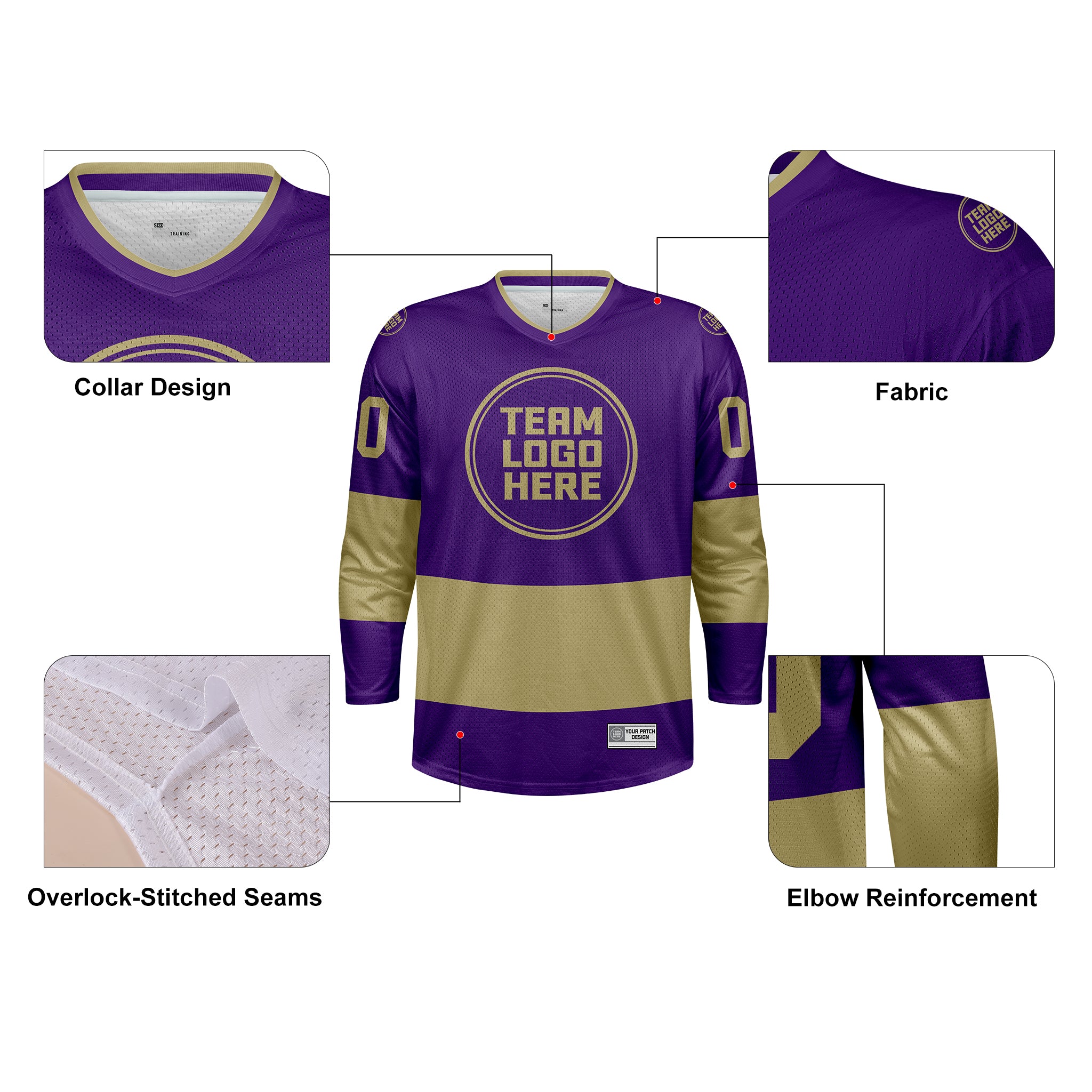 Custom Hockey Jersey Practice PS-101 PurpleGold