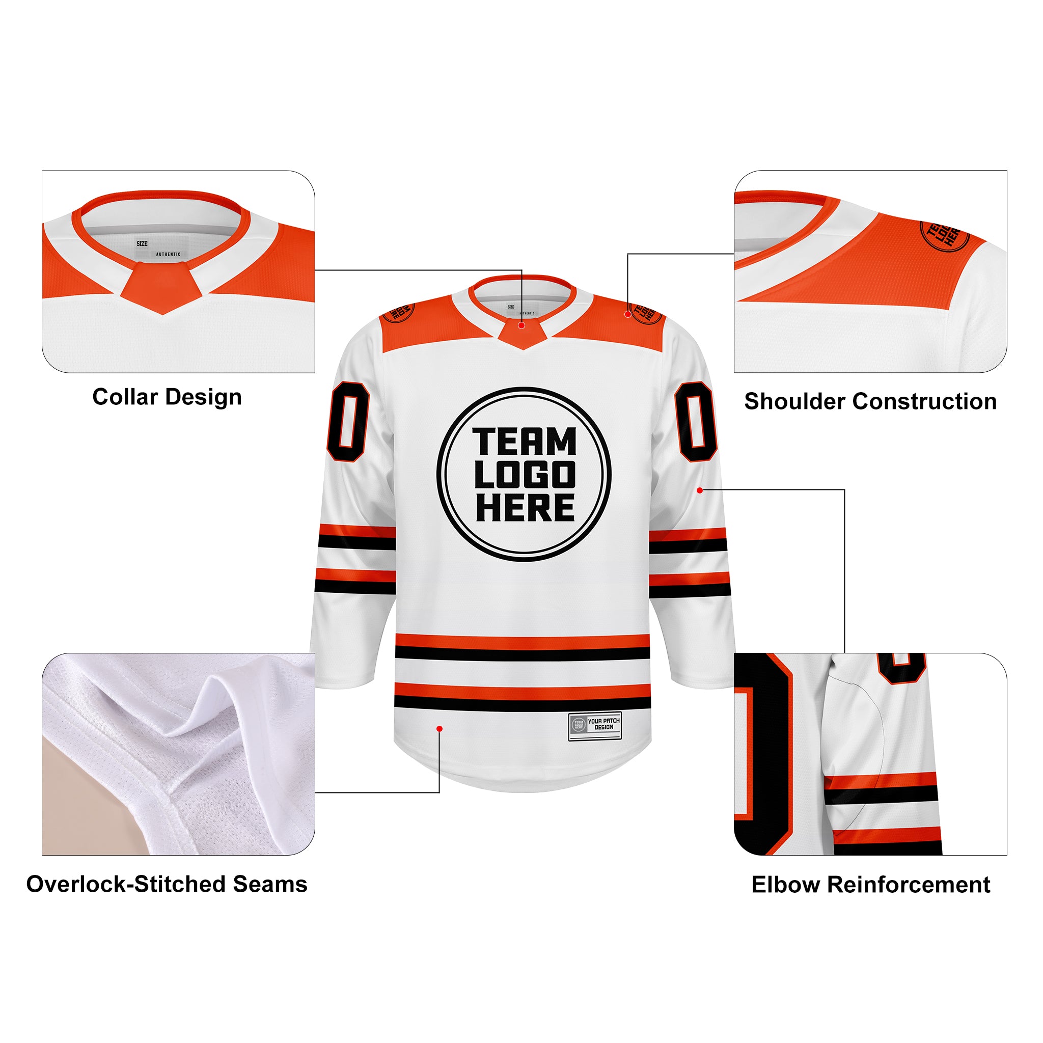 Custom Hockey Jersey Varsity Teamwear VT-101 WhiteOrangeBlack