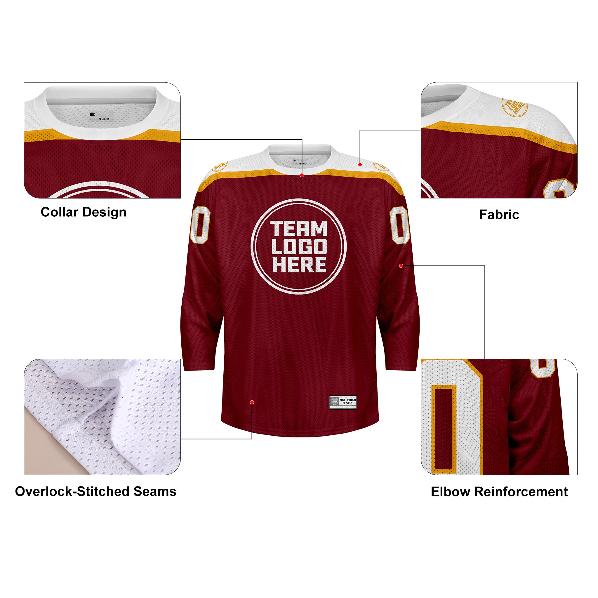Custom Hockey Jersey Practice PS-301 RedWhiteGold (Sample)