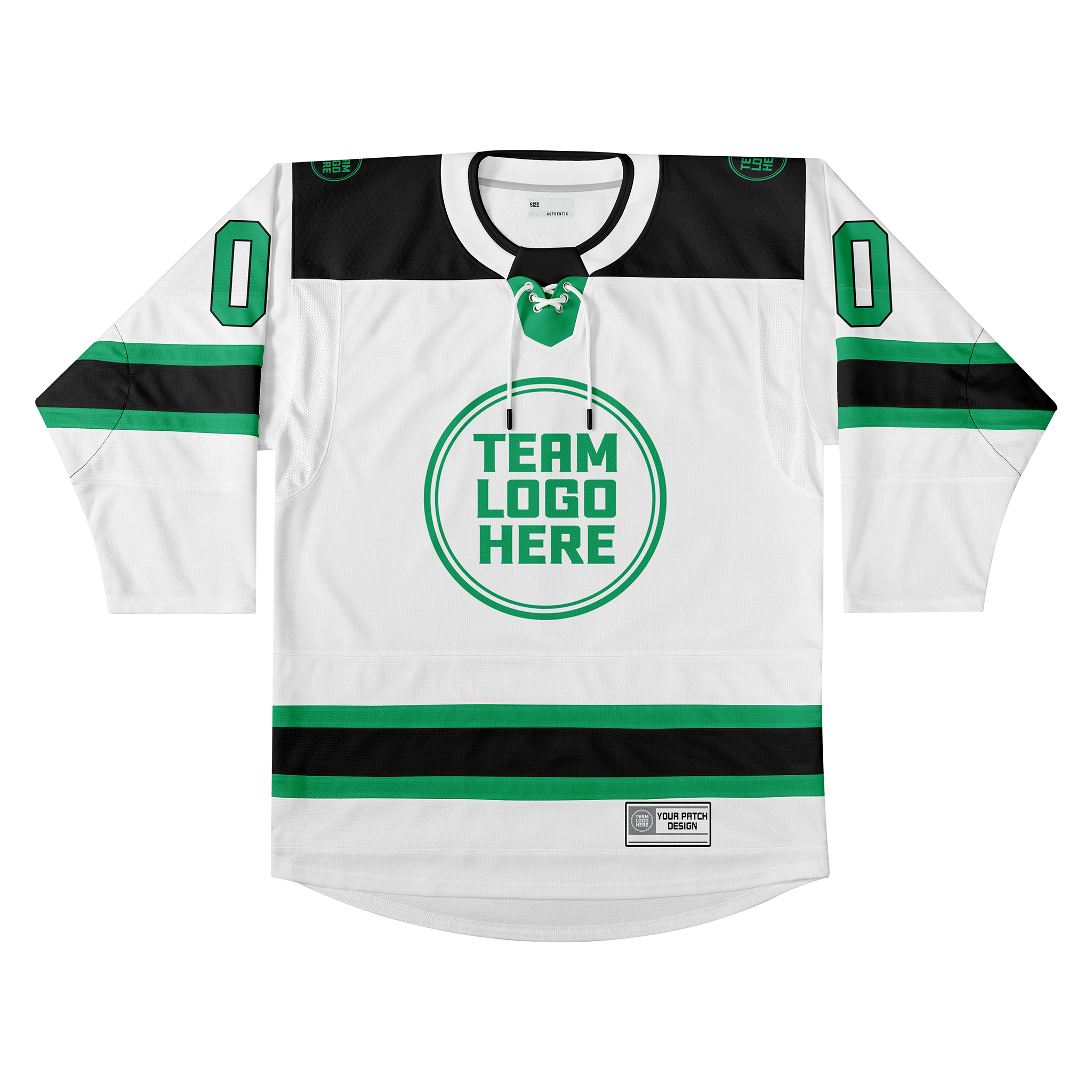 Custom Hockey Jersey Elite Pro EP-101 WhiteGreenBlack