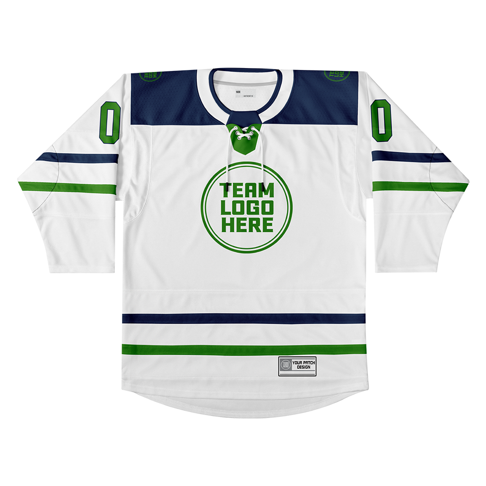 Custom Hockey Jersey Elite Pro EP-102 WhiteBlueGreen