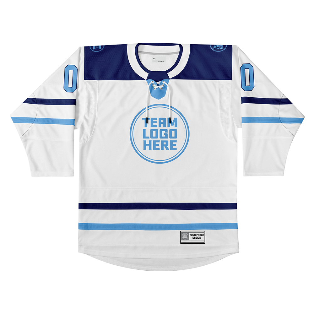 Custom Hockey Jersey Elite Pro EP-102 WhiteNavyIceBlue