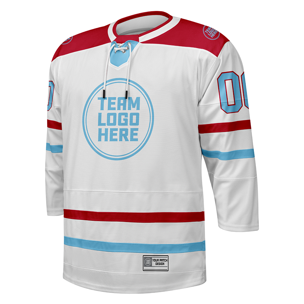 Custom Hockey Jersey Elite Pro EP-102 WhiteRedIceblue