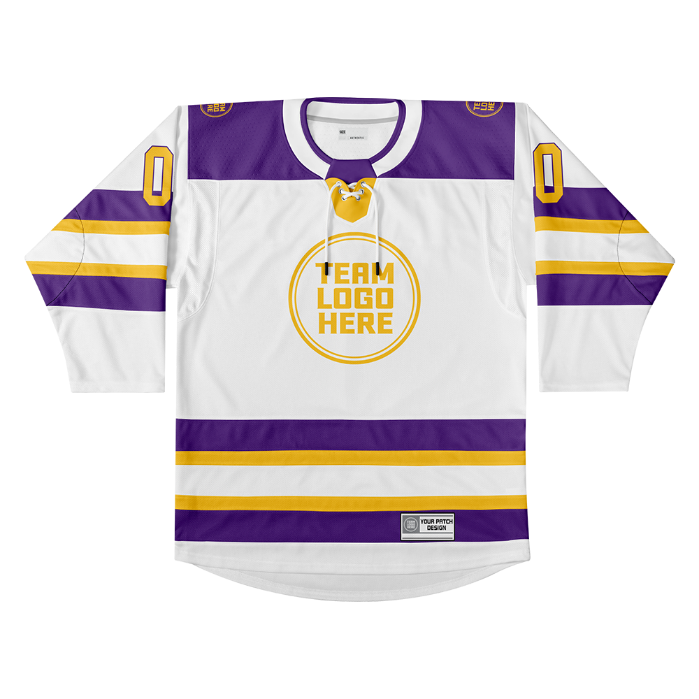 Custom Hockey Jersey Elite Pro EP-103 WhitePurpleGold