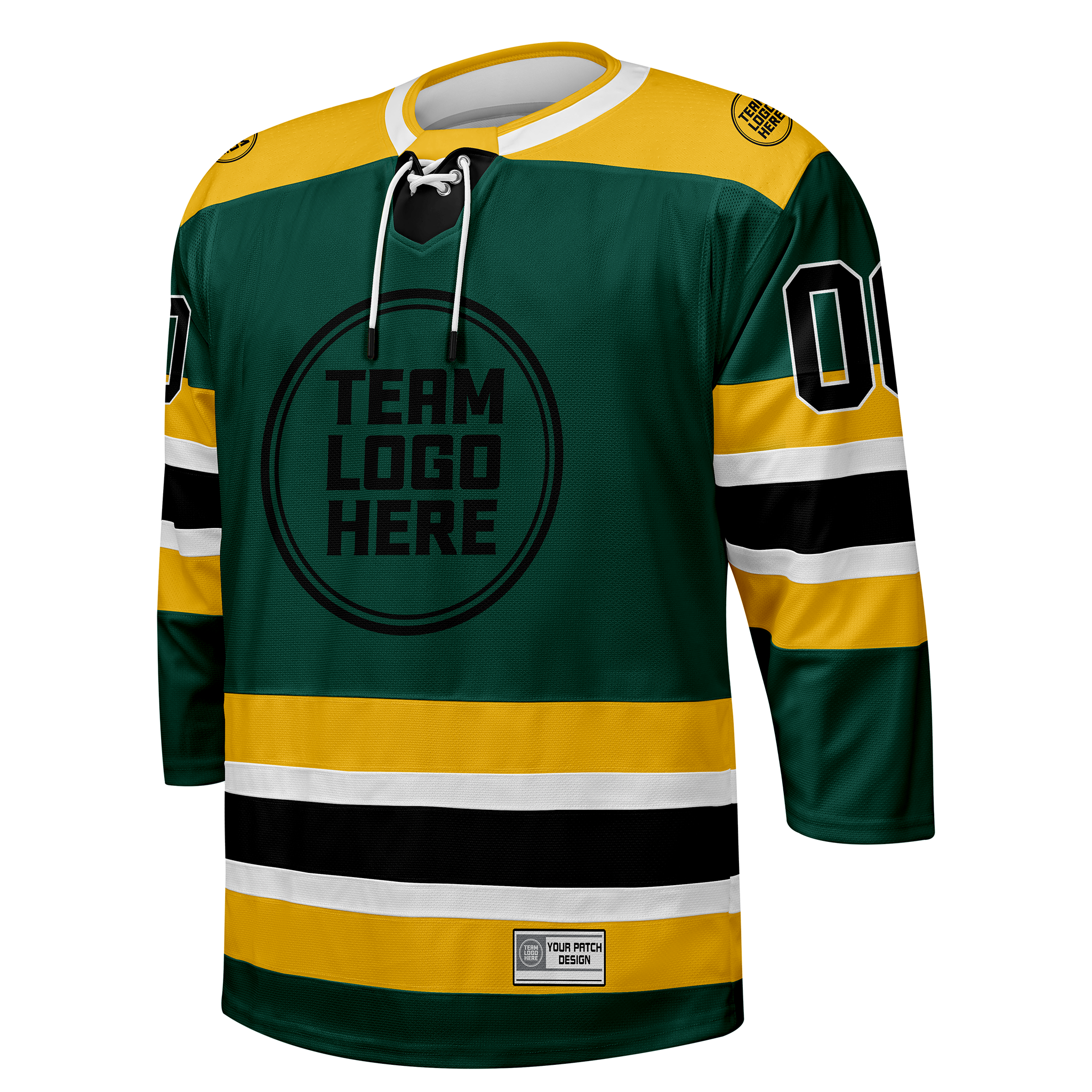 Custom Hockey Jersey Elite Pro EP-105 GreenGoldWhiteBlack
