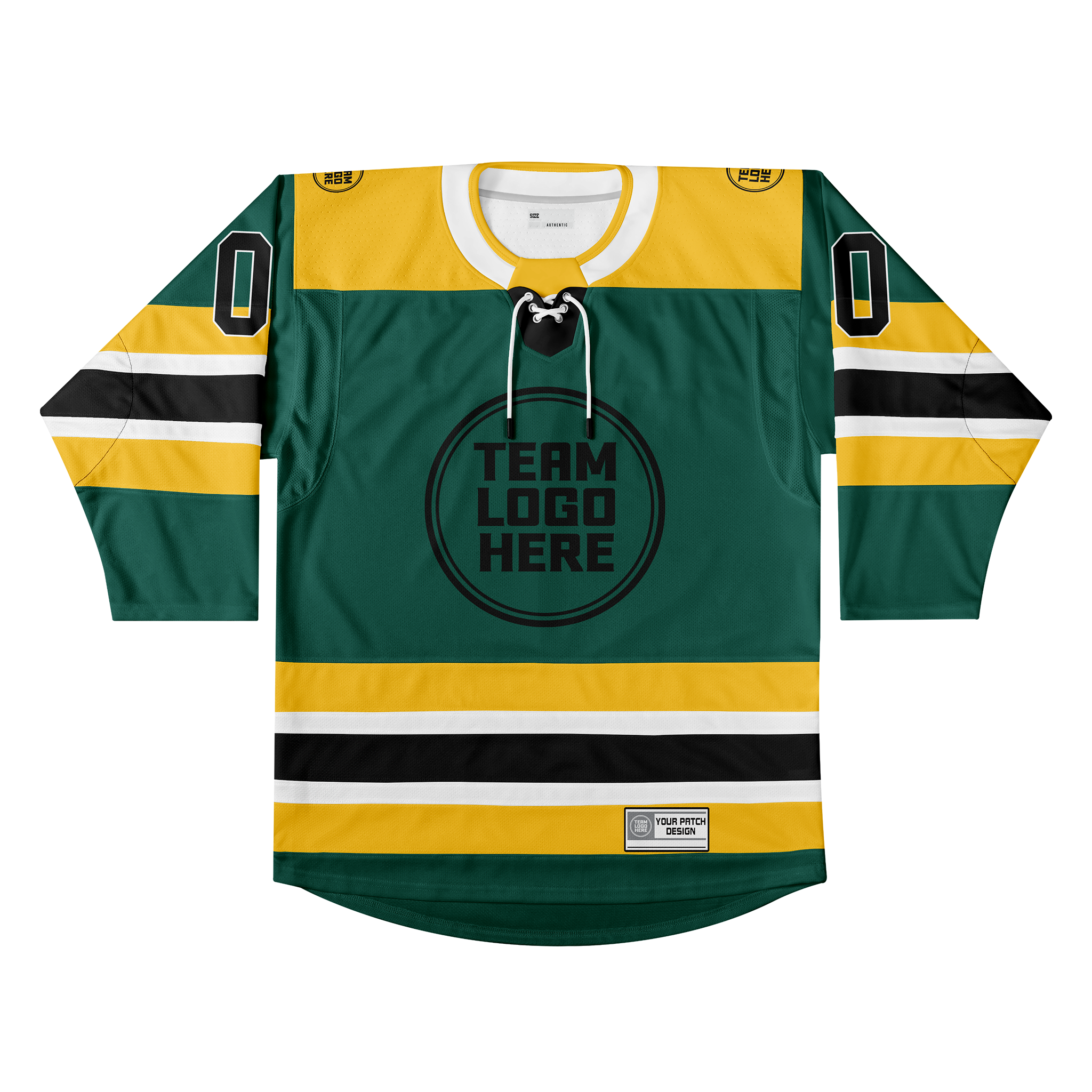 Custom Hockey Jersey Elite Pro EP-105 GreenGoldWhiteBlack