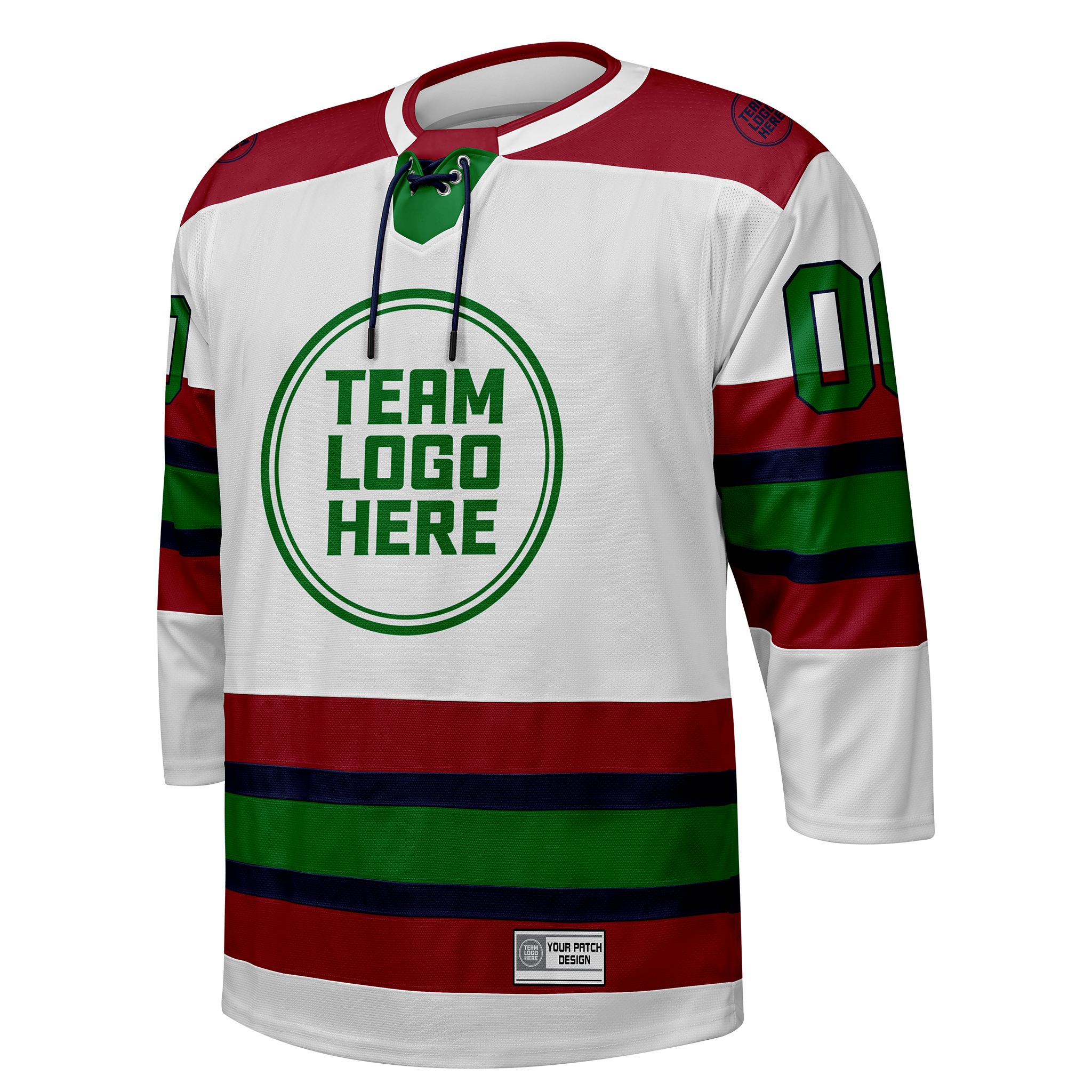 Custom Hockey Jersey Elite Pro EP-105 WhiteMaroonNavyGreen