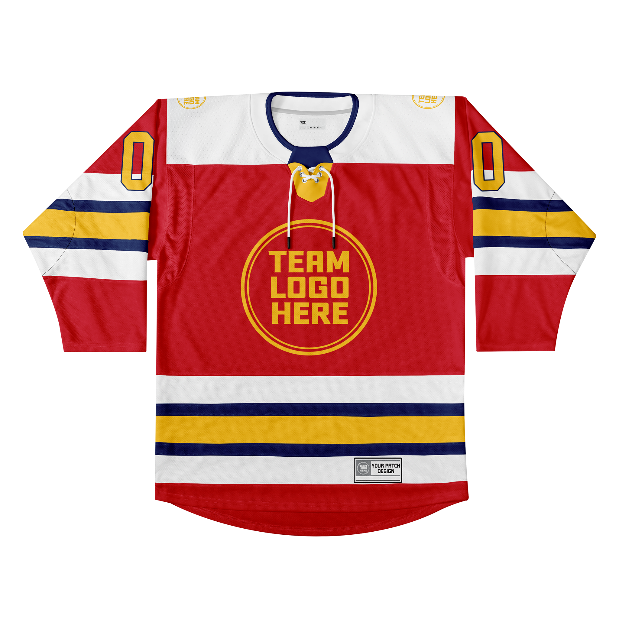 Custom Hockey Jersey Elite Pro EP-105 RedWhiteNavyGold