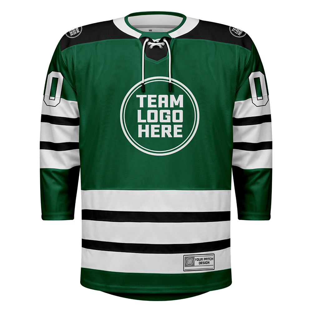 Custom Hockey Jersey Elite Pro EP-107 GreenBlackWhite