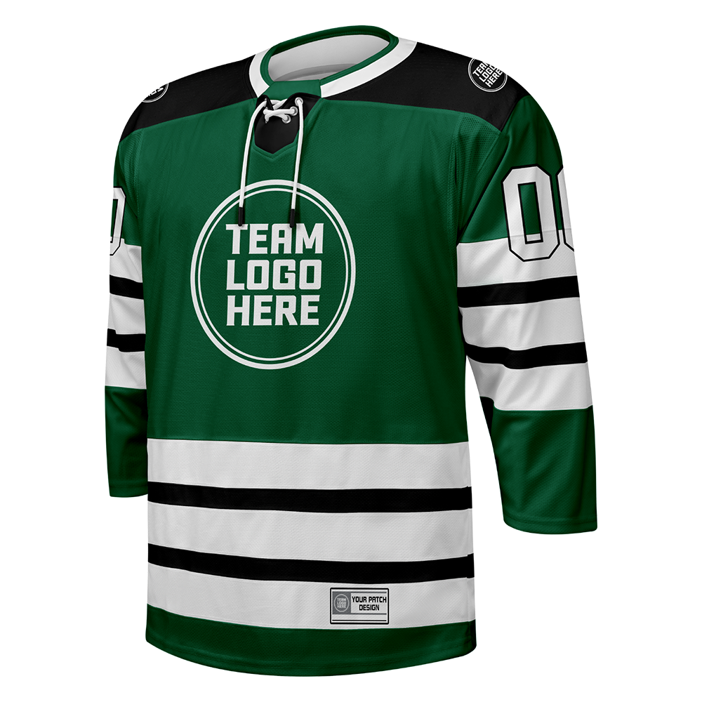 Custom Hockey Jersey Elite Pro EP-107 GreenBlackWhite