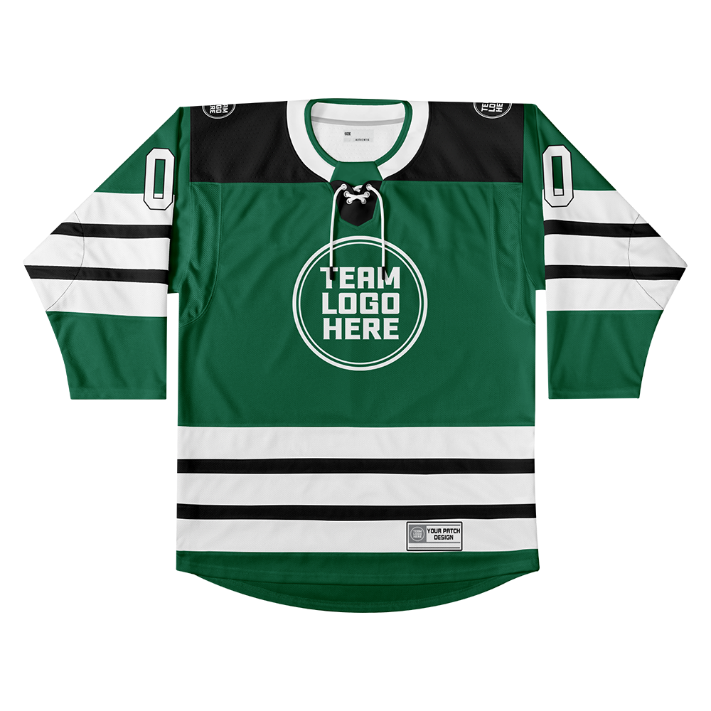 Custom Hockey Jersey Elite Pro EP-107 GreenBlackWhite