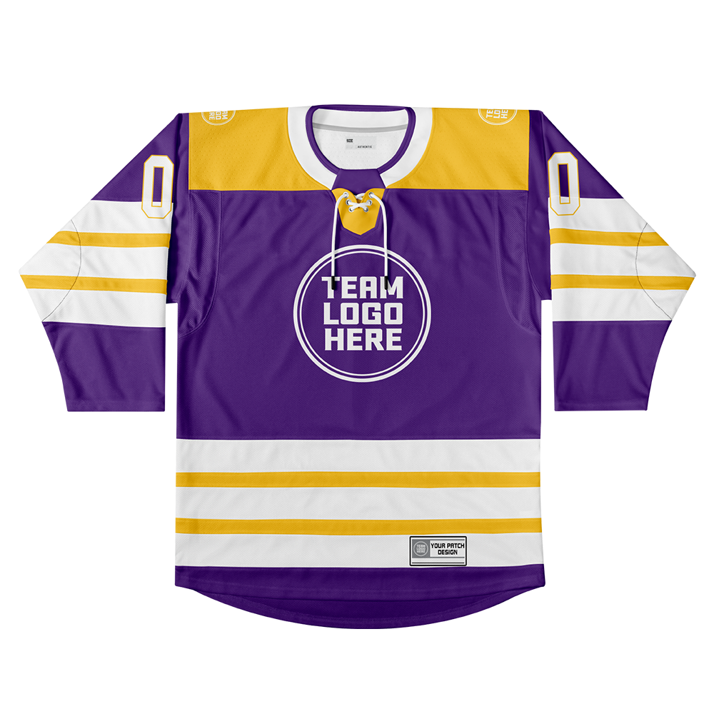 Custom Hockey Jersey Elite Pro EP-107 PurpleGoldWhite