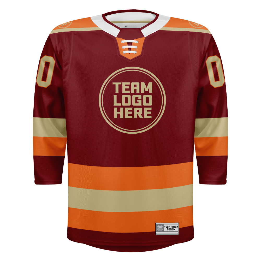 Custom Hockey Jersey Elite Pro EP-301 Maroon Beige Orange