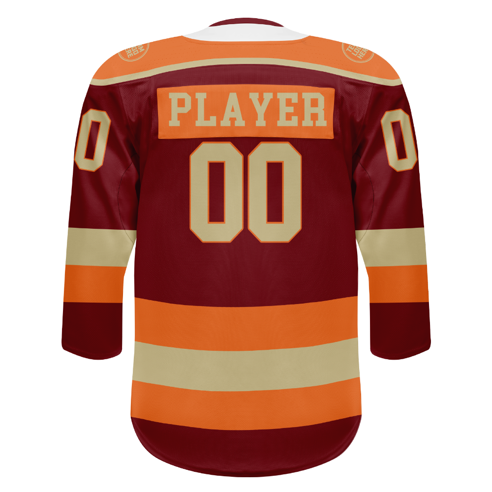 Custom Hockey Jersey Elite Pro EP-301 Maroon Beige Orange
