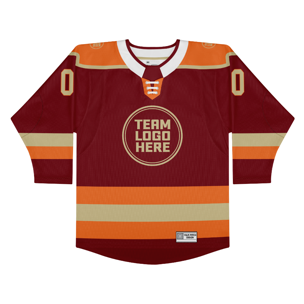 Custom Hockey Jersey Elite Pro EP-301 Maroon Beige Orange