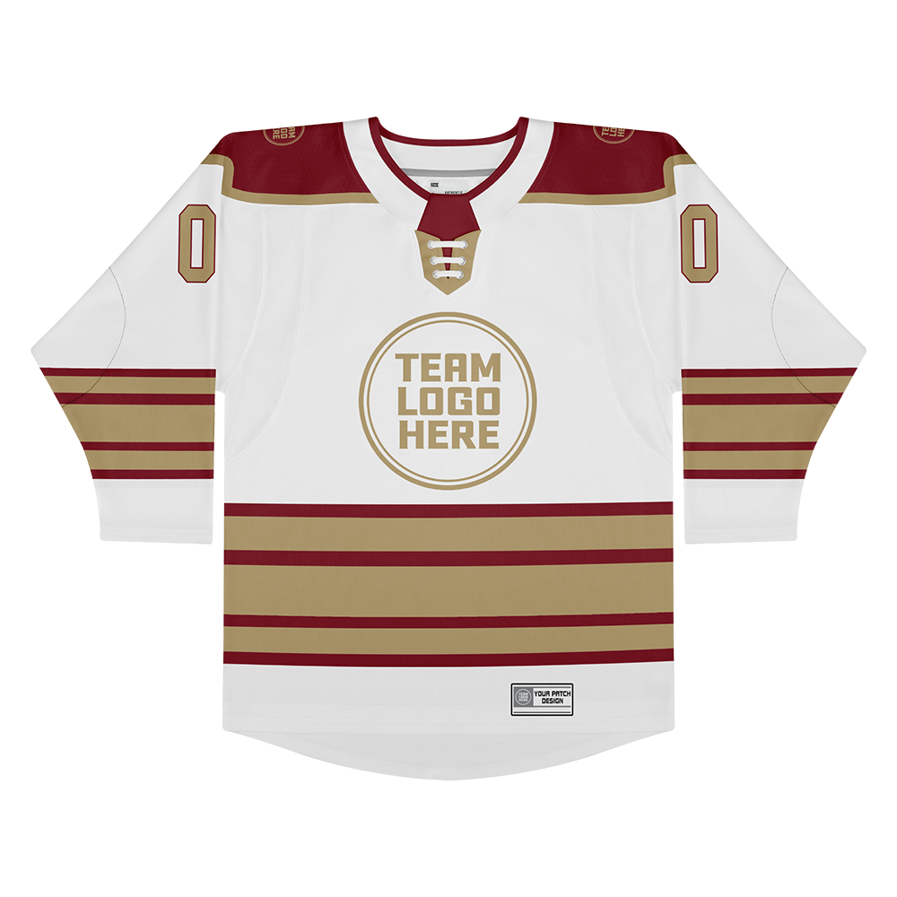 Custom Hockey Jersey Elite Pro EP-303 WhiteCrimsonGold