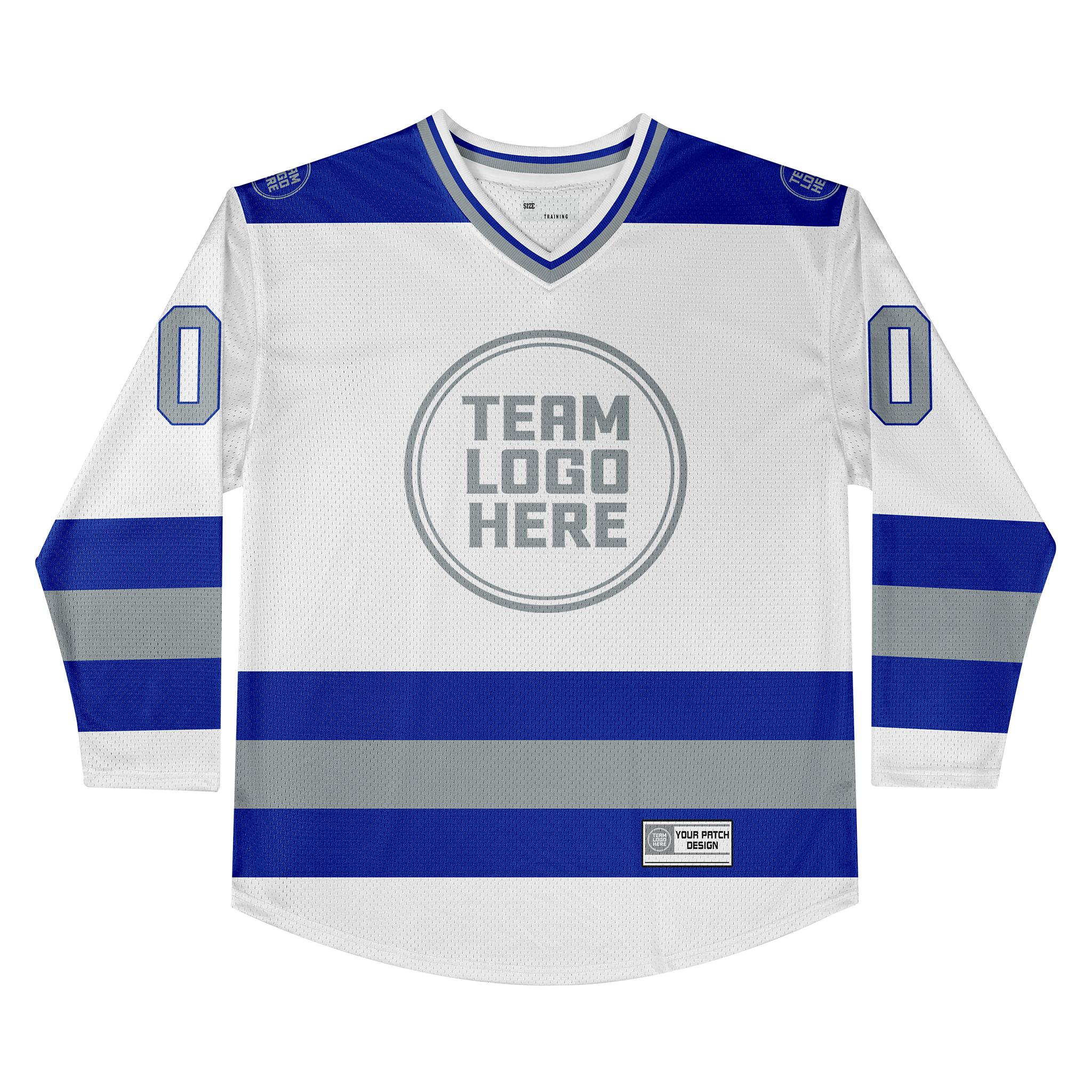 Custom Hockey Jersey Practice PS-102 WhiteRoyalSilver