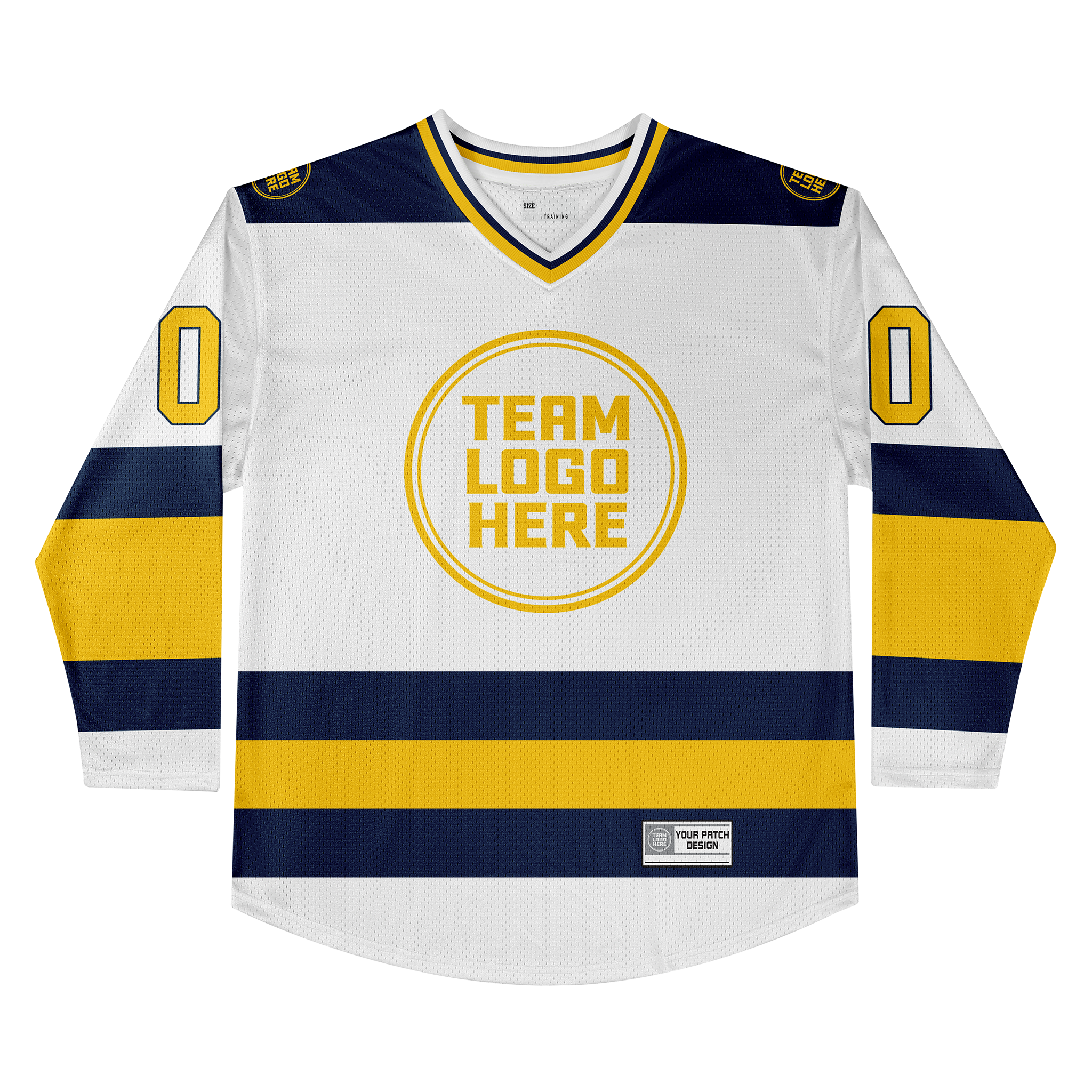 Custom Hockey Jersey Practice PS-102 WhiteNavyGold