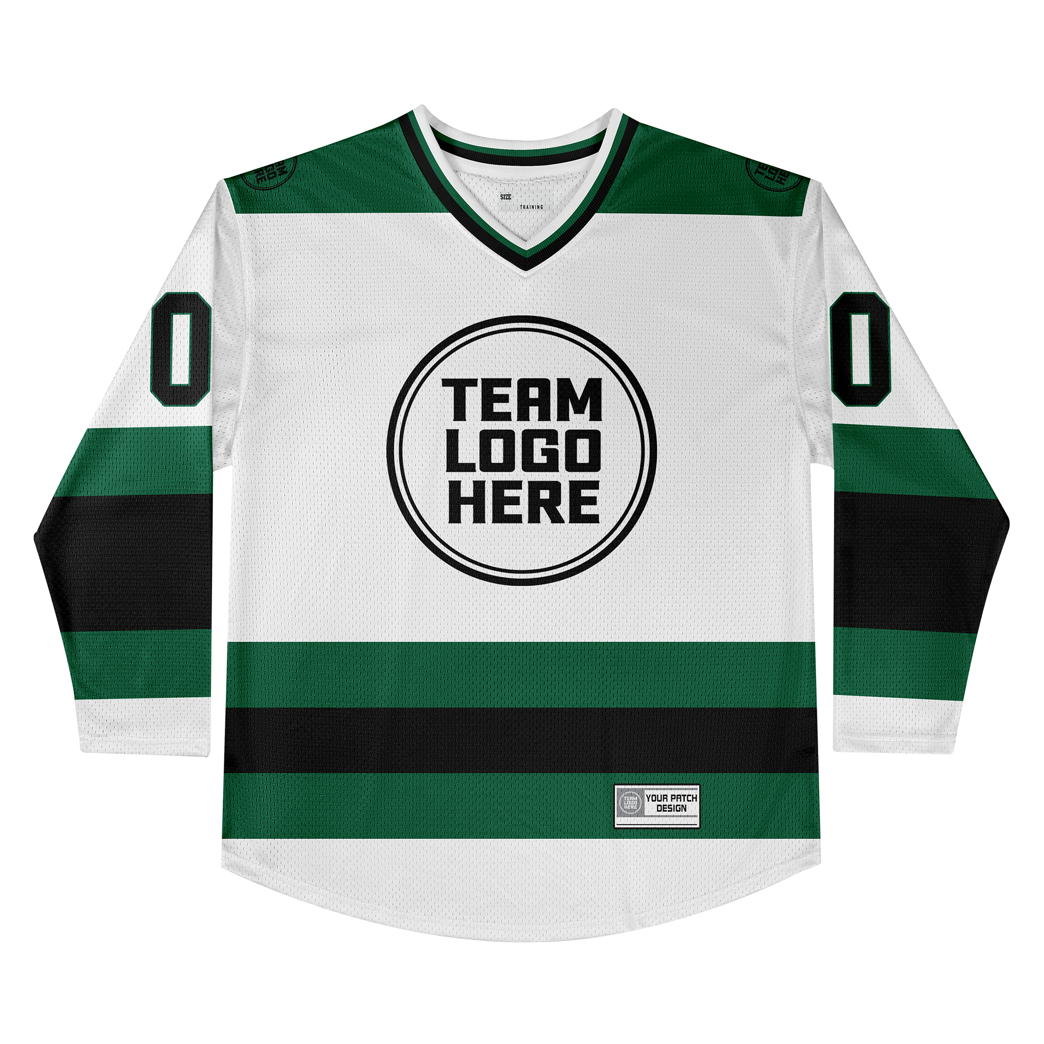 Custom Hockey Jersey Practice PS-102 WhiteGreenBlack