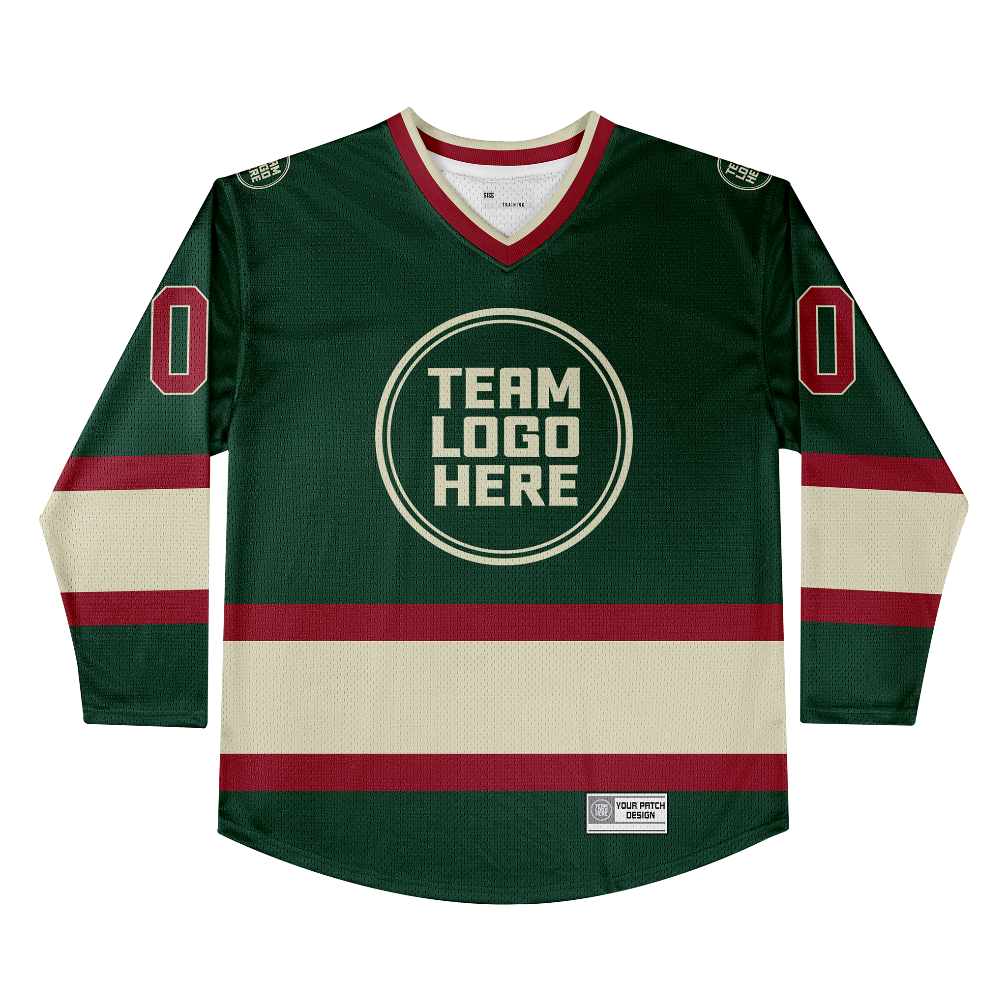 Custom Hockey Jersey Practice PS-107 GreenRedCream