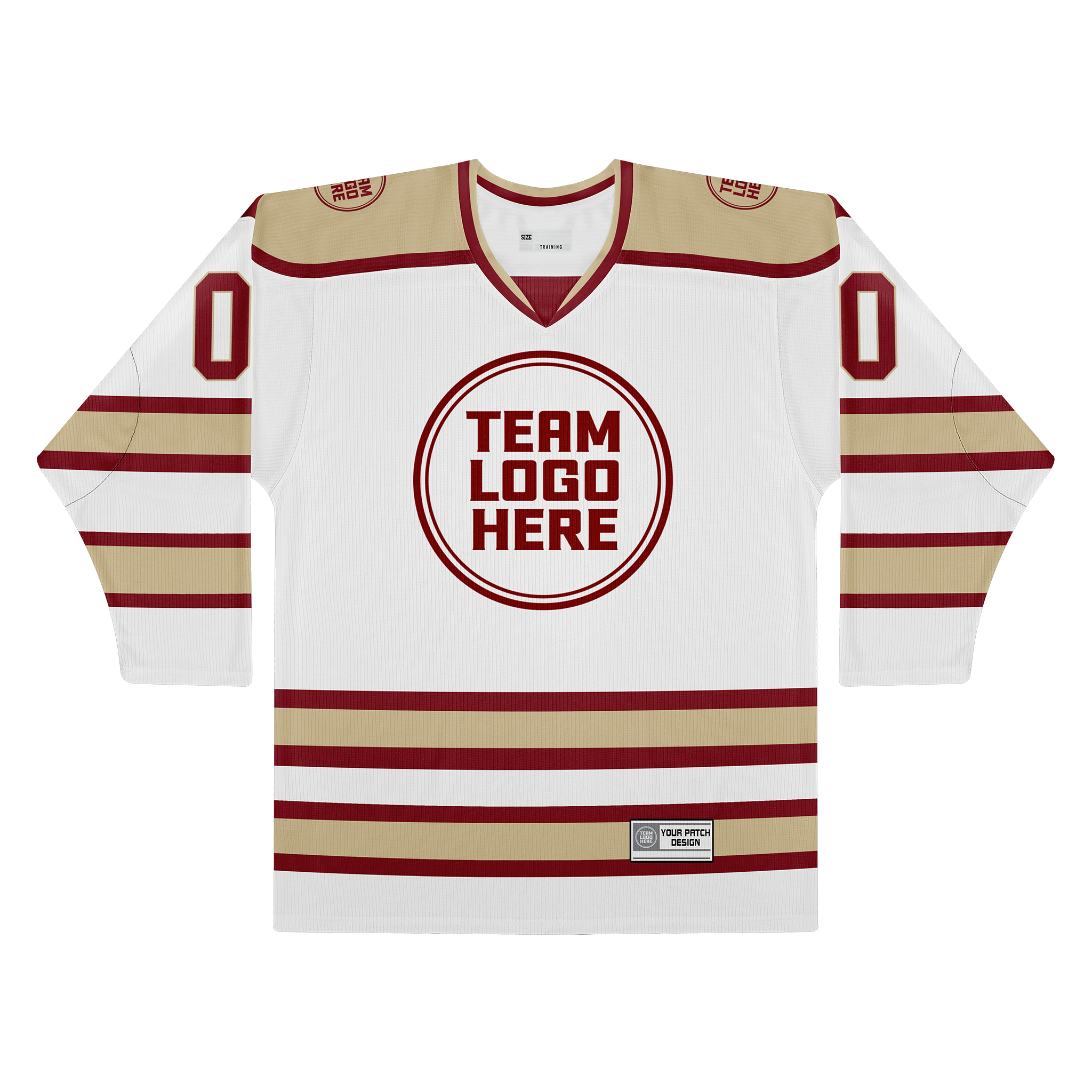 Custom Hockey Jersey Practice PS-202 WhiteRedTan