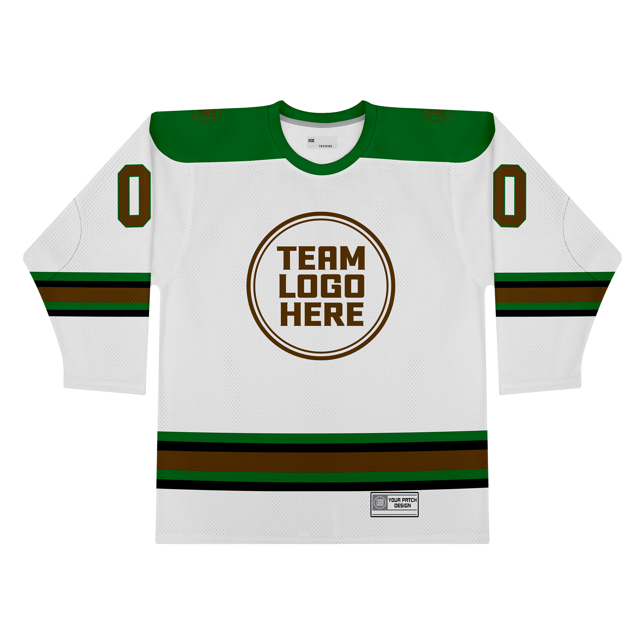 Custom Hockey Jersey Practice PS-302 WhiteGreenBlackBrown