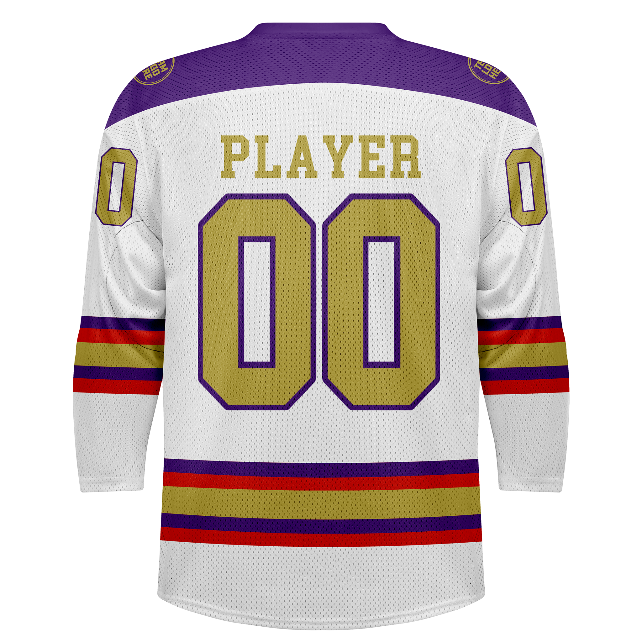 Custom Hockey Jersey Practice PS-302 WhitePurpleScarletGold (Sample)