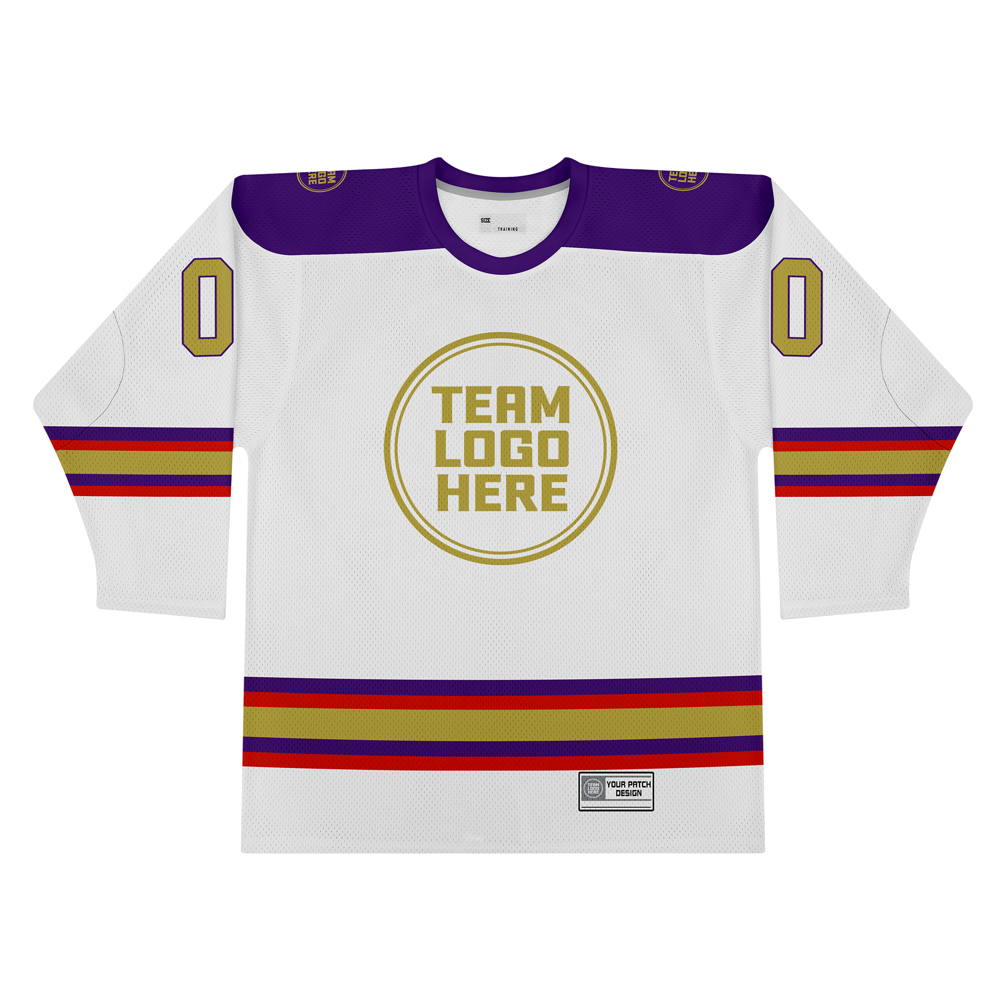 Custom Hockey Jersey Practice PS-302 WhitePurpleScarletGold (Sample)