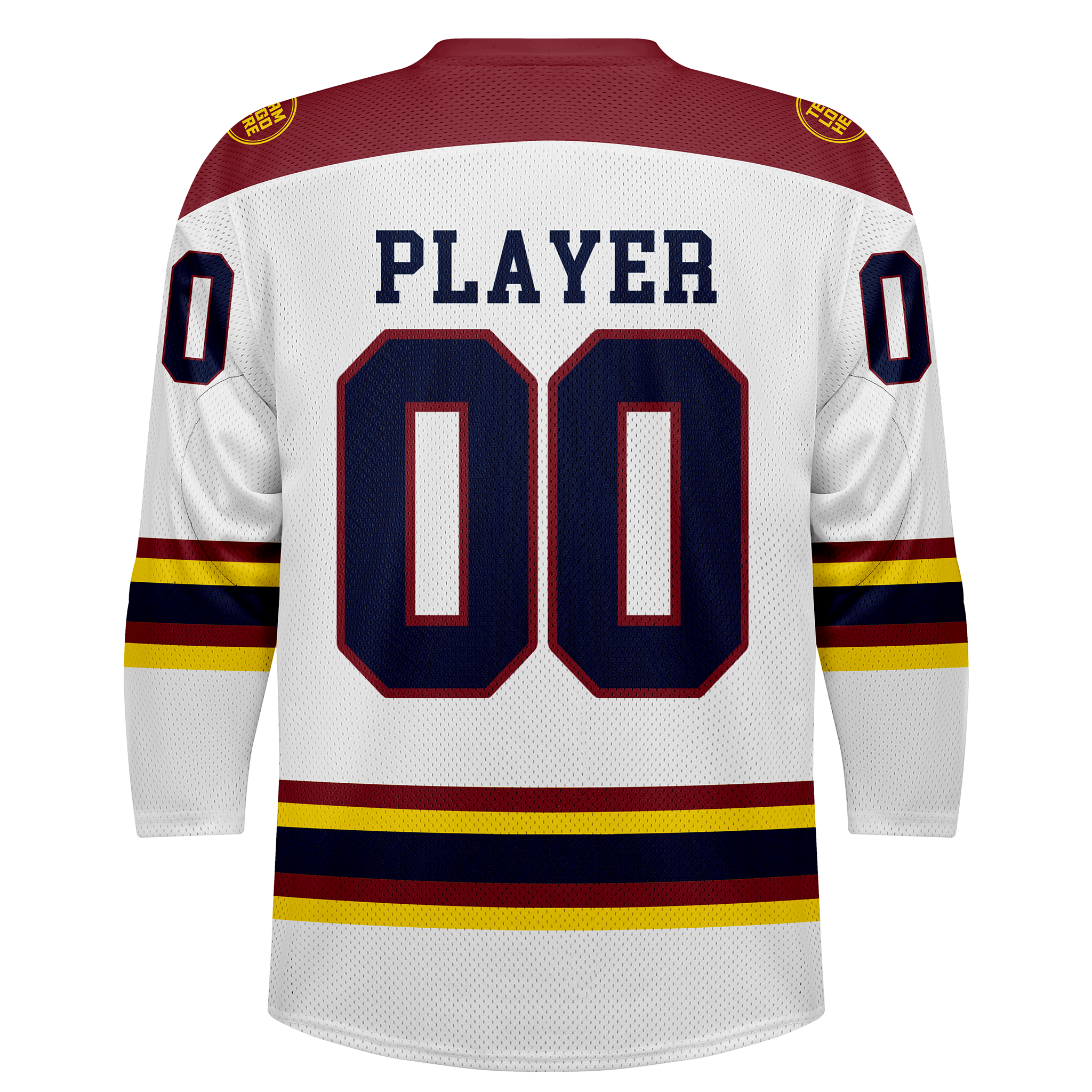 Custom Hockey Jersey Practice PS-302 WhiteBurgundyGoldNavy