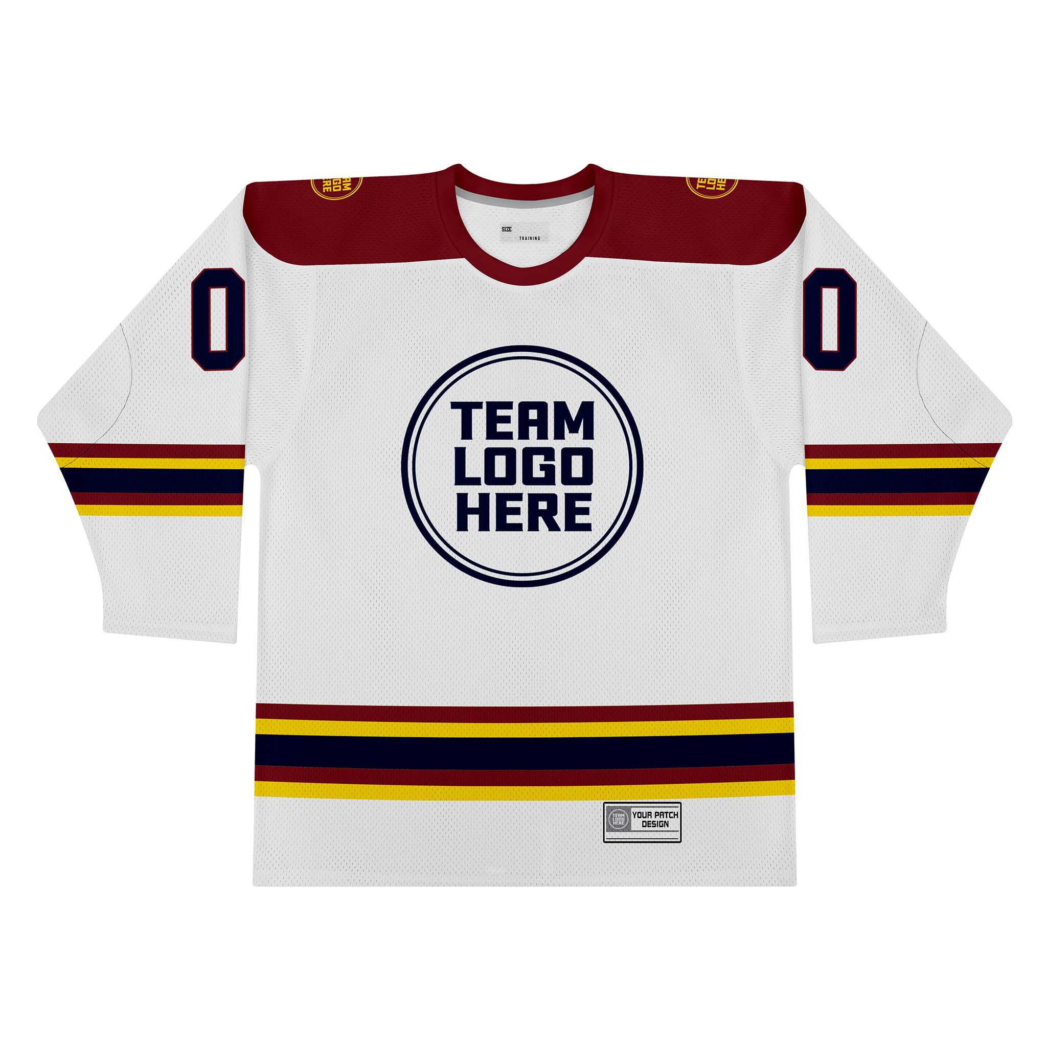 Custom Hockey Jersey Practice PS-302 WhiteBurgundyGoldNavy