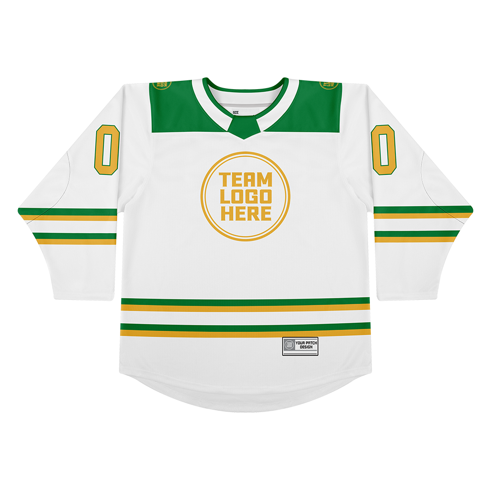 Custom Hockey Jersey Varsity Teamwear VT-101 WhiteGreenGold