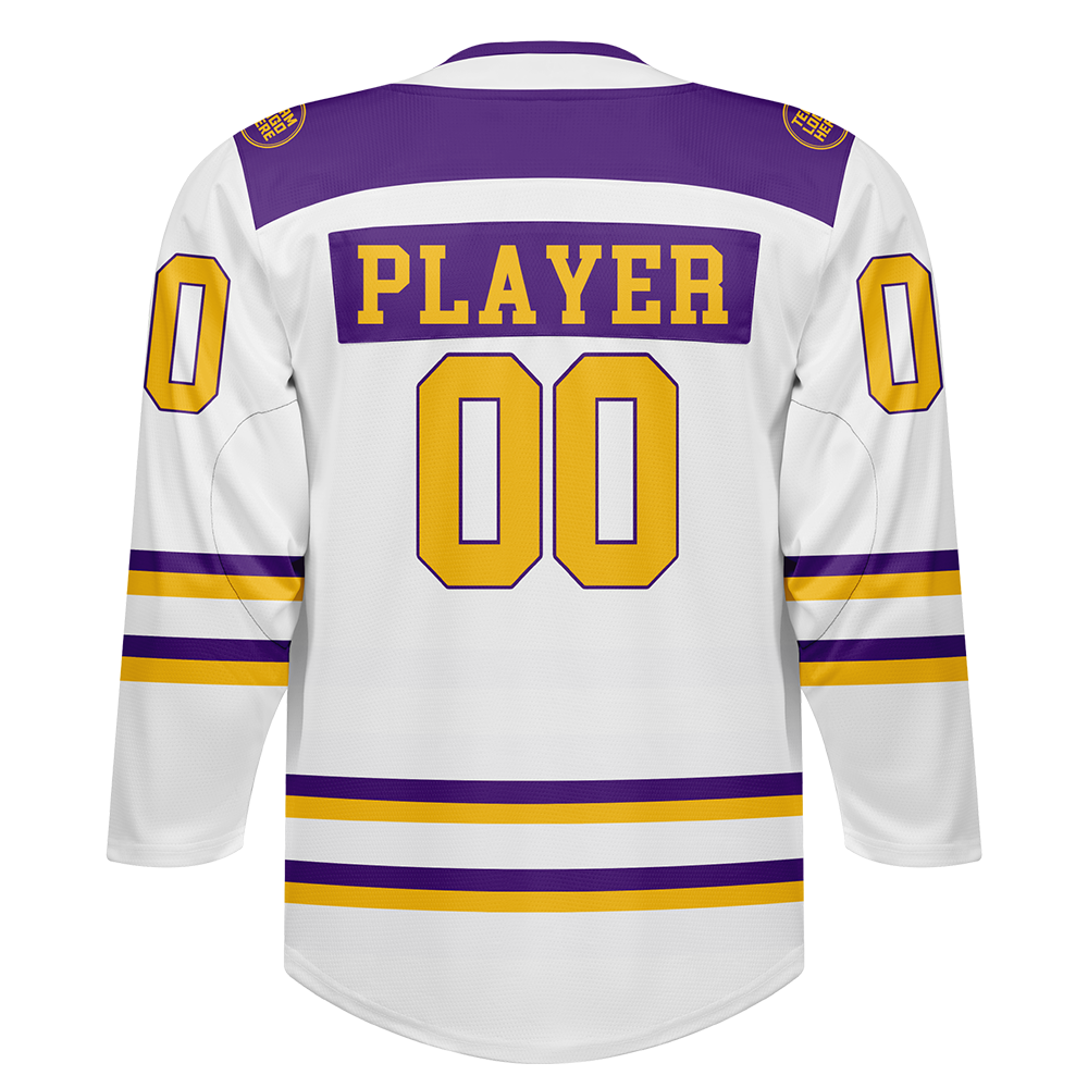 Custom Hockey Jersey Varsity Teamwear VT-101 WhitePurpleGold