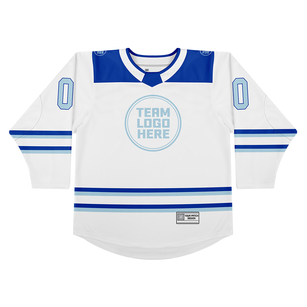 Custom Hockey Jersey Varsity Teamwear VT-101 WhiteBlueIce