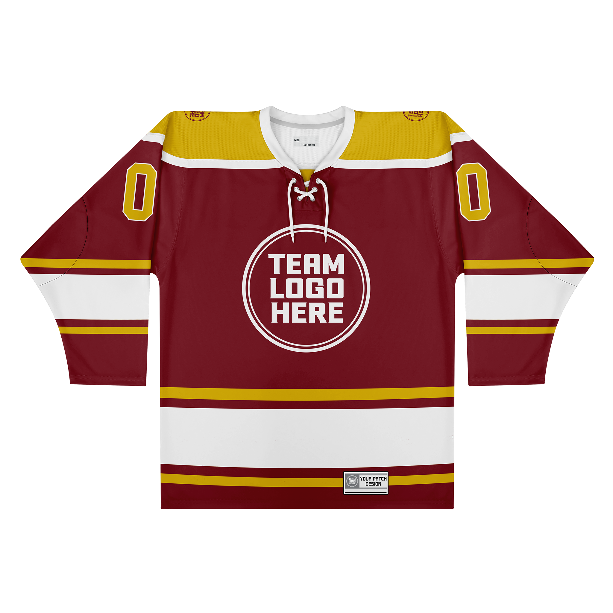 Custom Hockey Jersey Varsity Teamwear VT-301 BurgundyWhiteGold