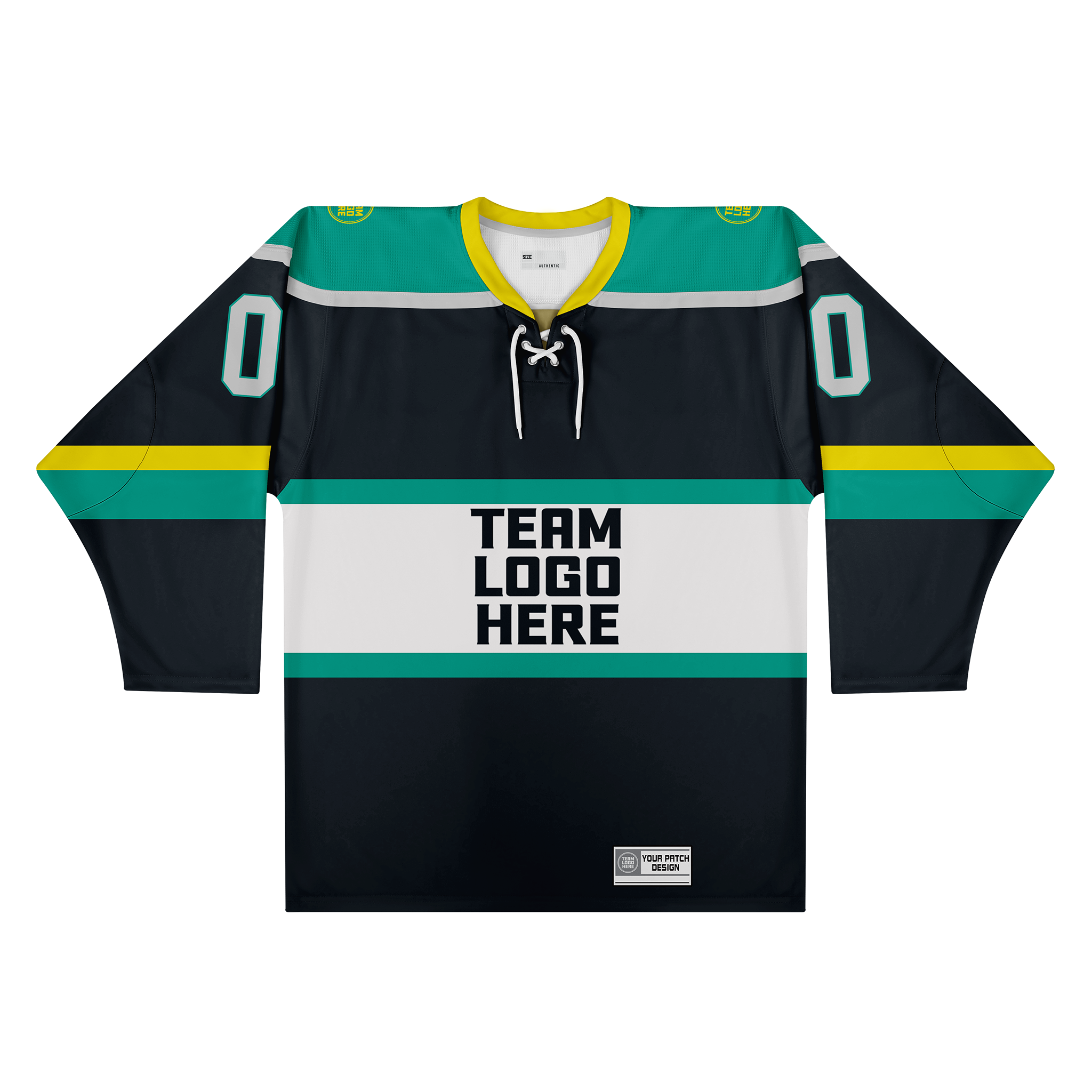 Custom Hockey Jersey Varsity Teamwear VT-302 BlackTealGreyYellow