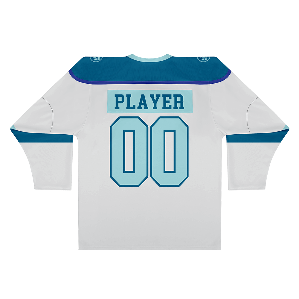 Custom Hockey Jersey Varsity Teamwear VT-302 WhiteBlueIndigoTeal