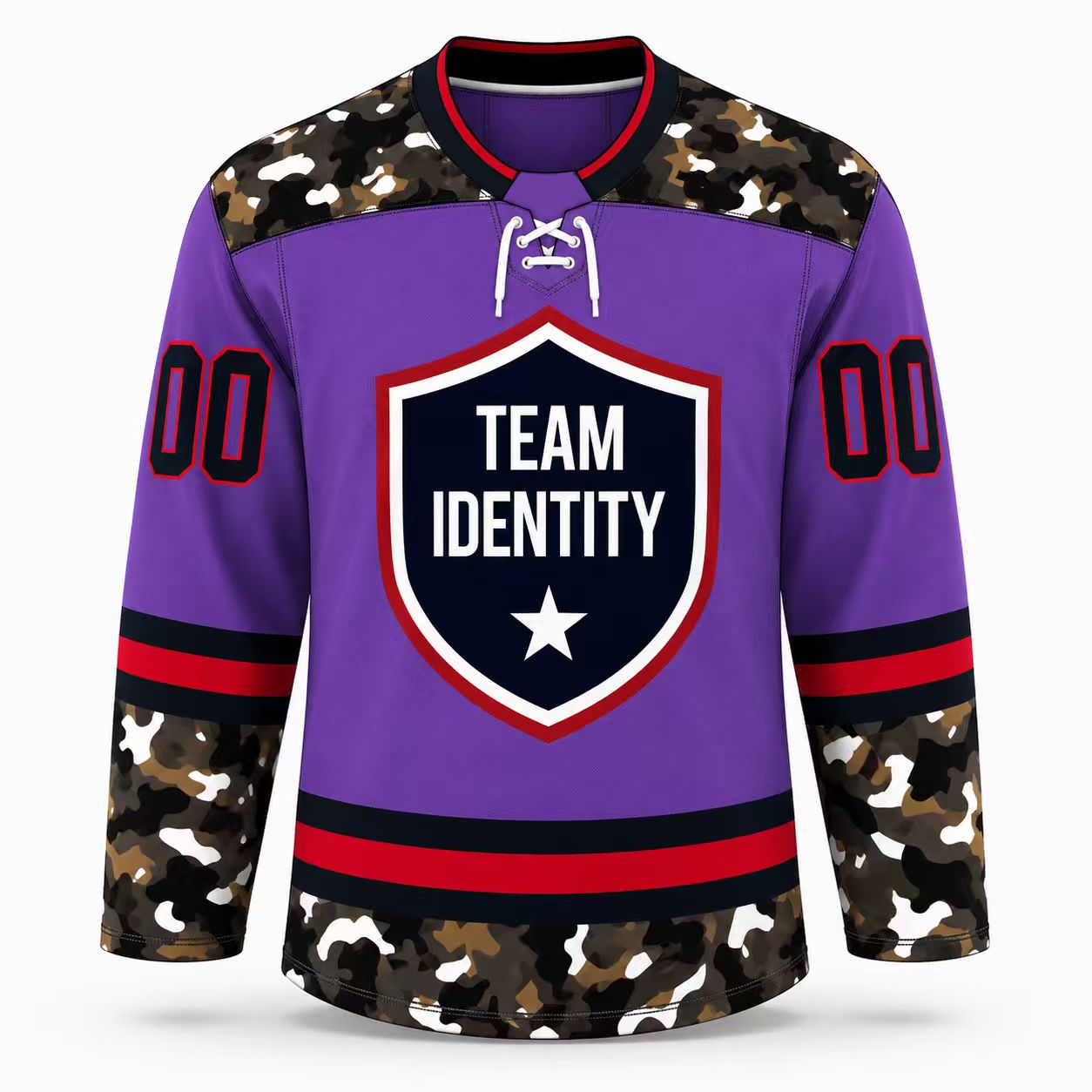 Purple Camo Shield Custom Hockey Jersey