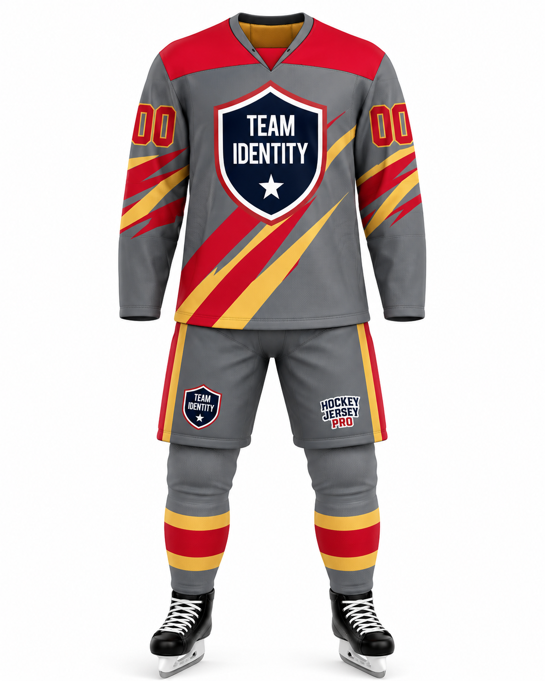 Crimson Velocity Custom Hockey Uniform Set