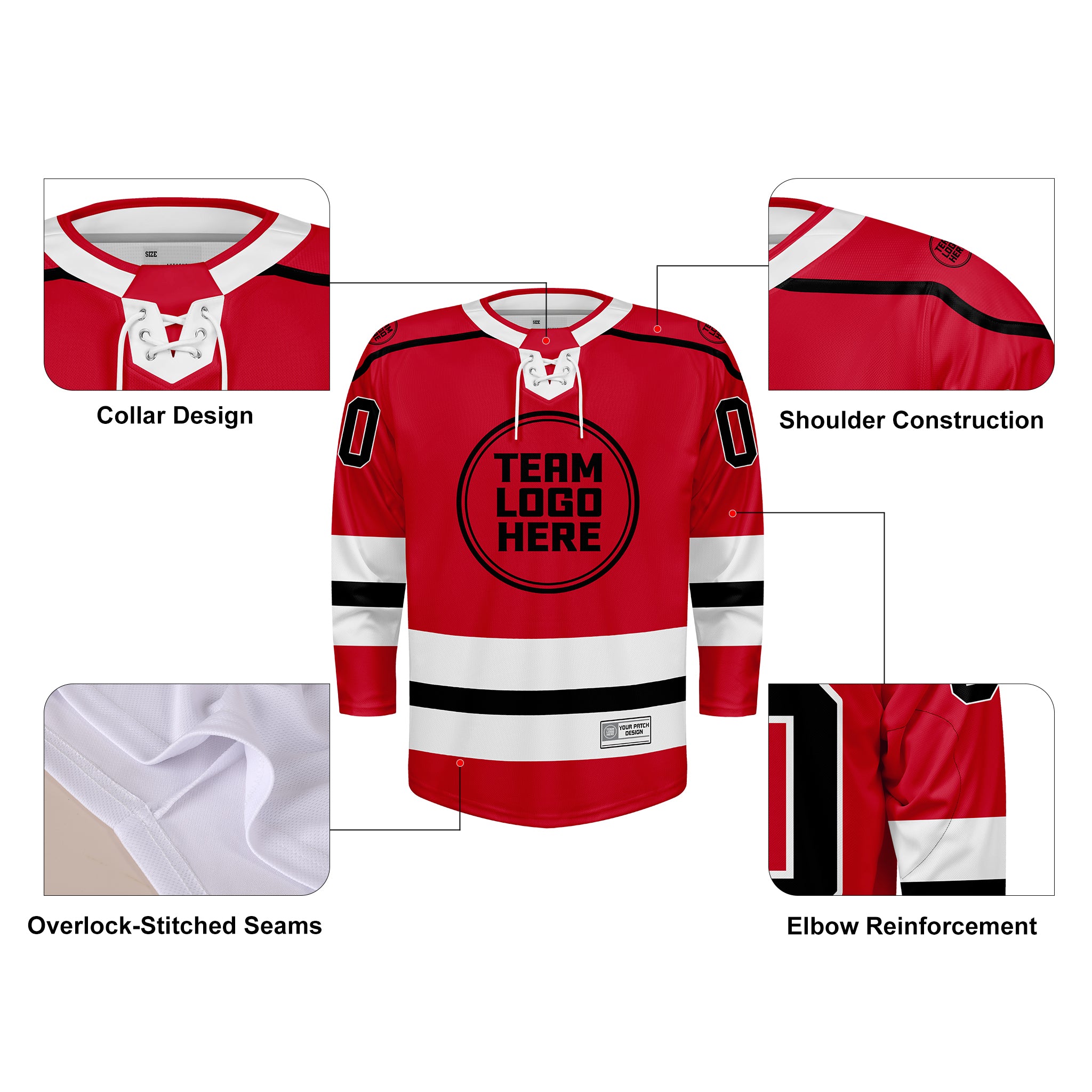 Custom Hockey Jersey Varsity Teamwear  VT-202 RedBlackWhite