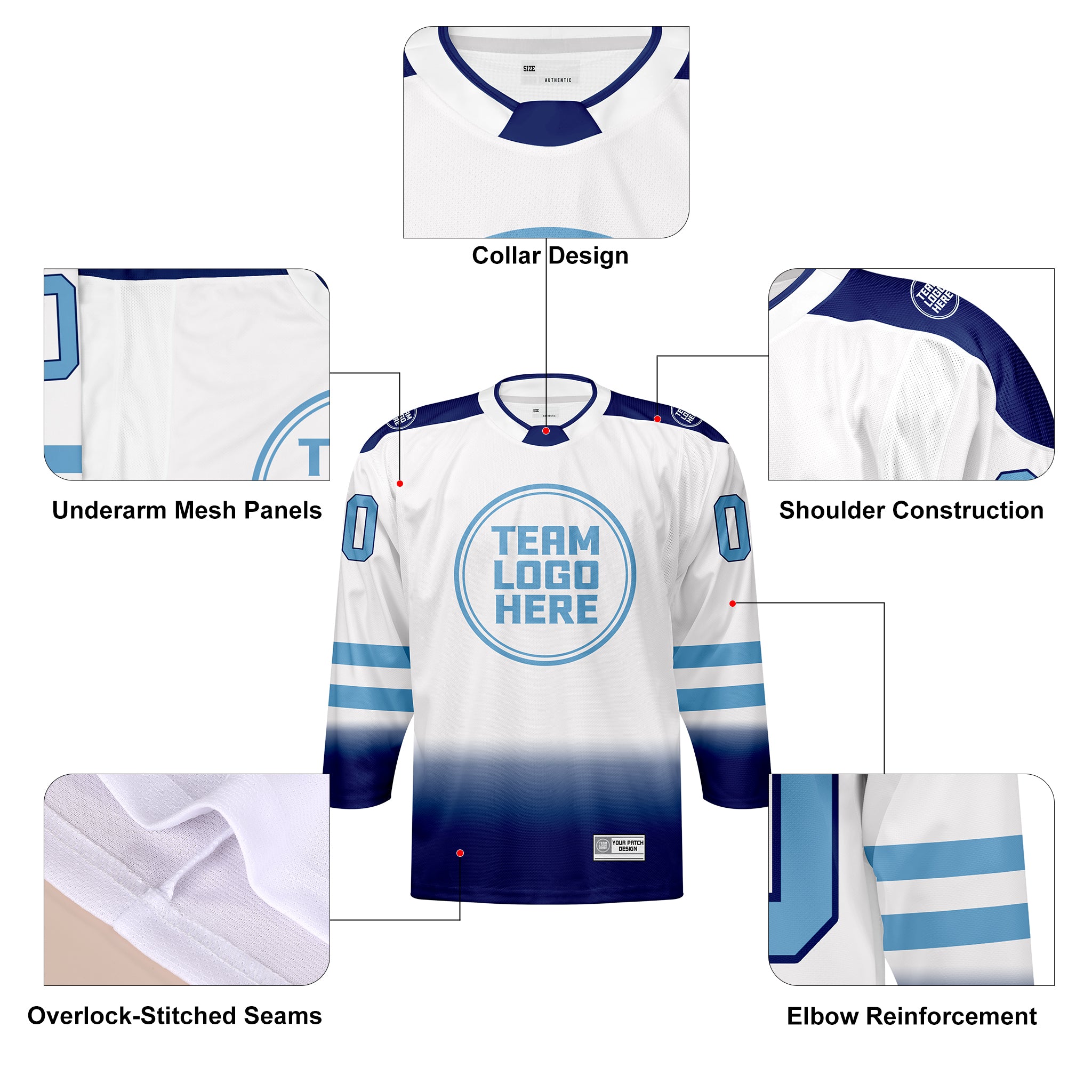 Custom Hockey Jersey Elite Pro  EP-202 NavyWhiteBlue