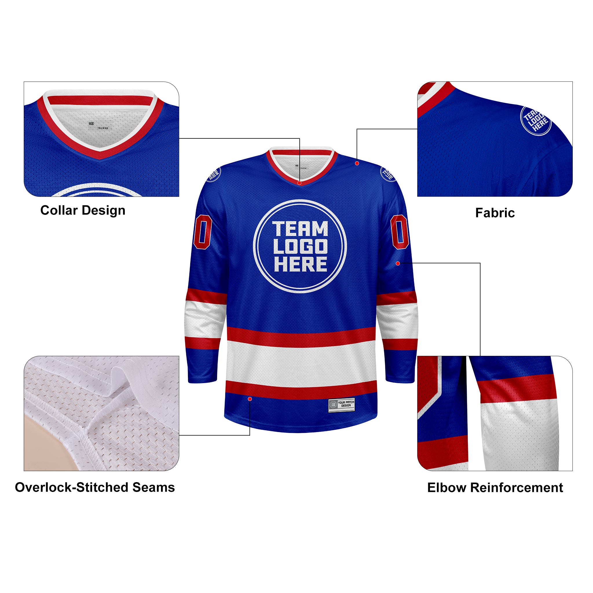 Custom Hockey Jersey Practice  PS-107 RoyalRedWhite
