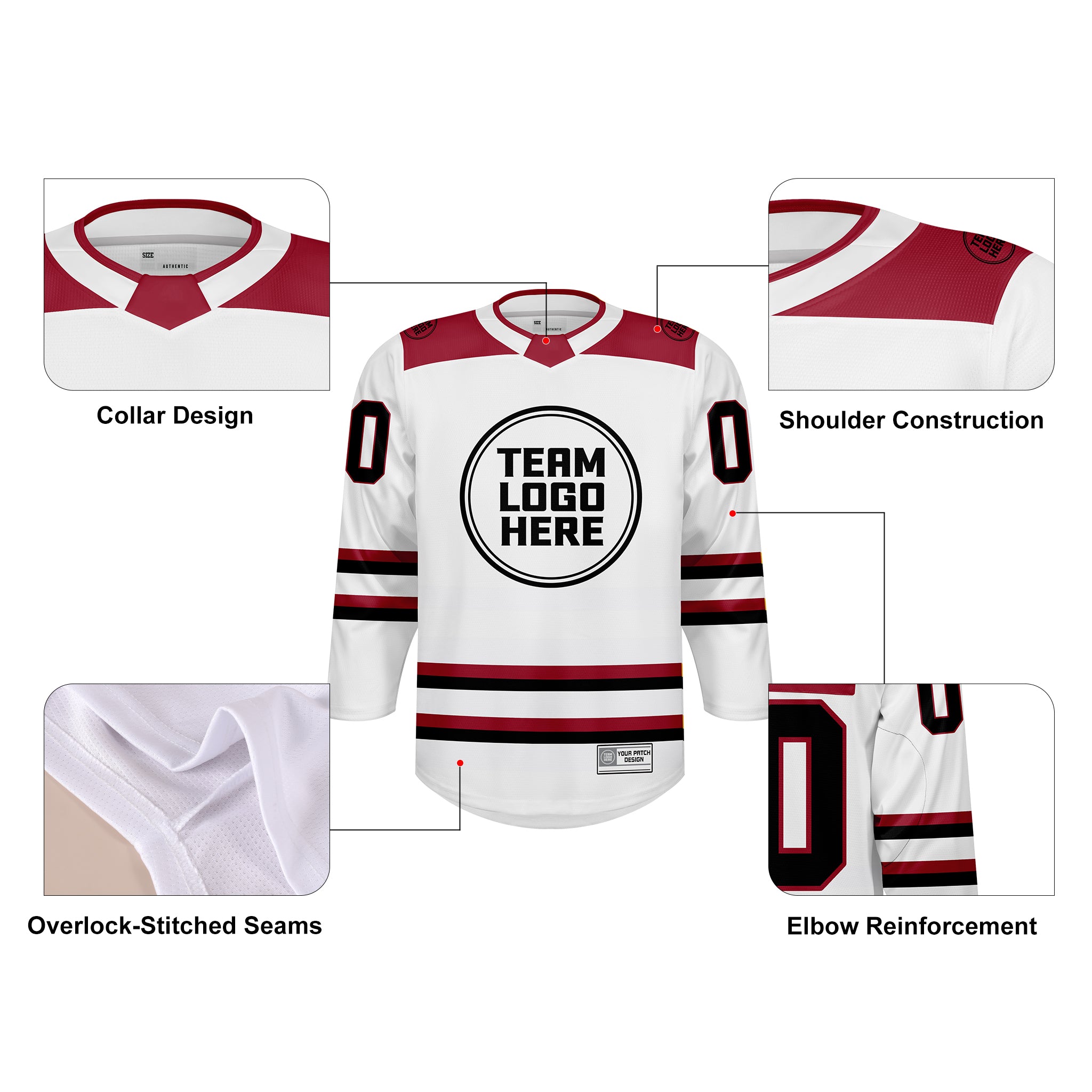 Custom Hockey Jersey Varsity Teamwear  VT-101 WhiteRedBlack