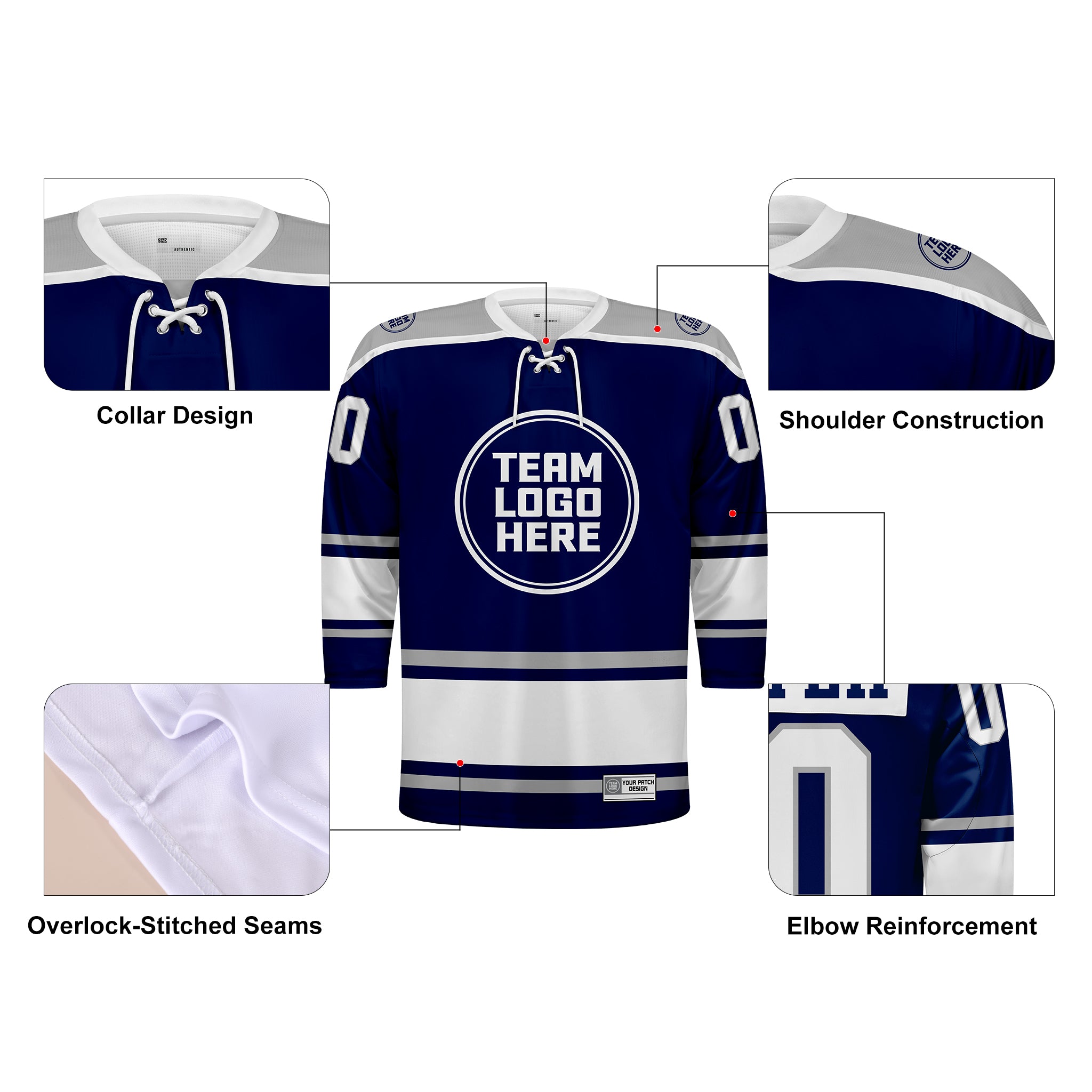 Custom Hockey Jersey Varsity Teamwear  VT-301 BlueWhiteGrey