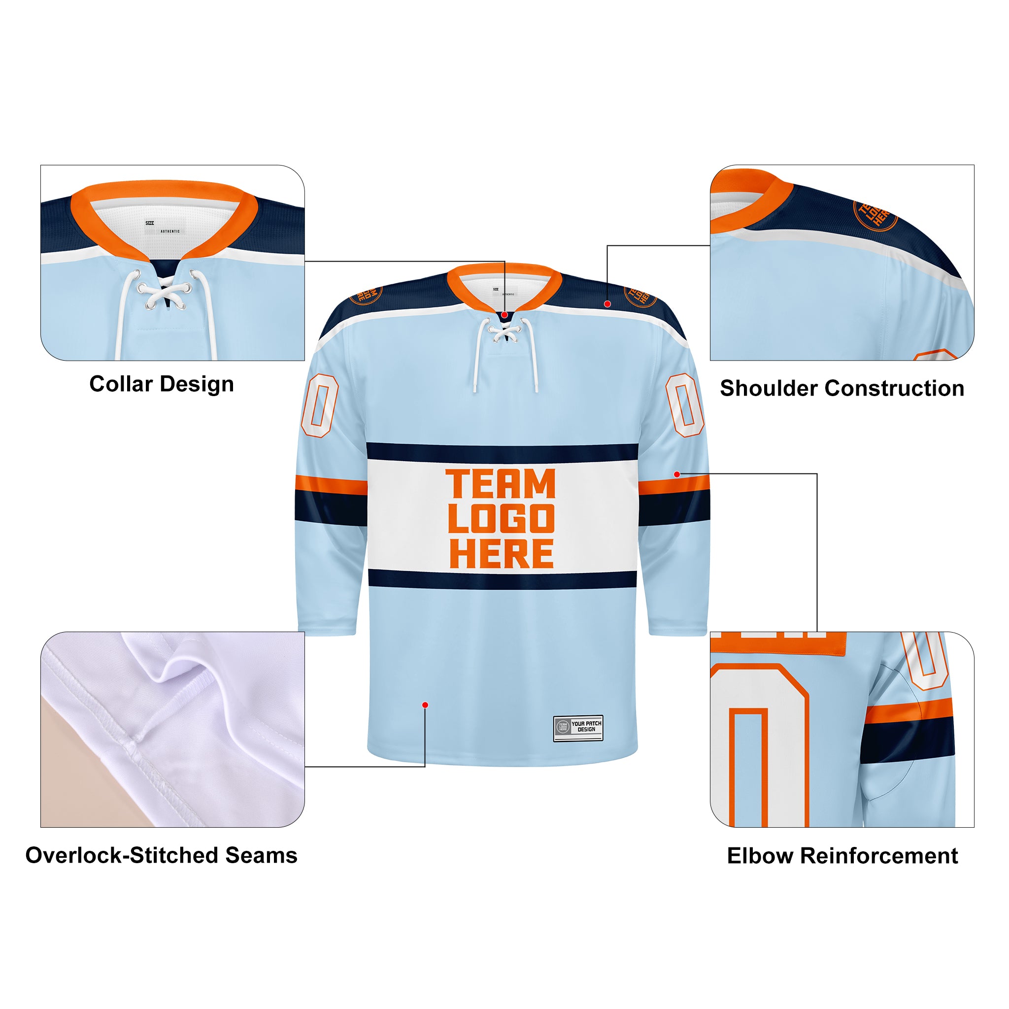 Custom Hockey Jersey Varsity Teamwear  VT-302 IceNavyWhiteOrange