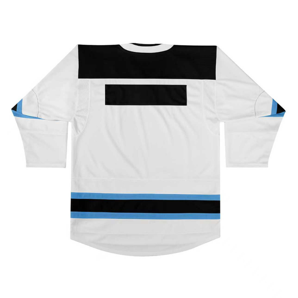 Custom Hockey Jersey Elite Pro  EP-101 WhiteBlueBlack Sample Order & Mockup