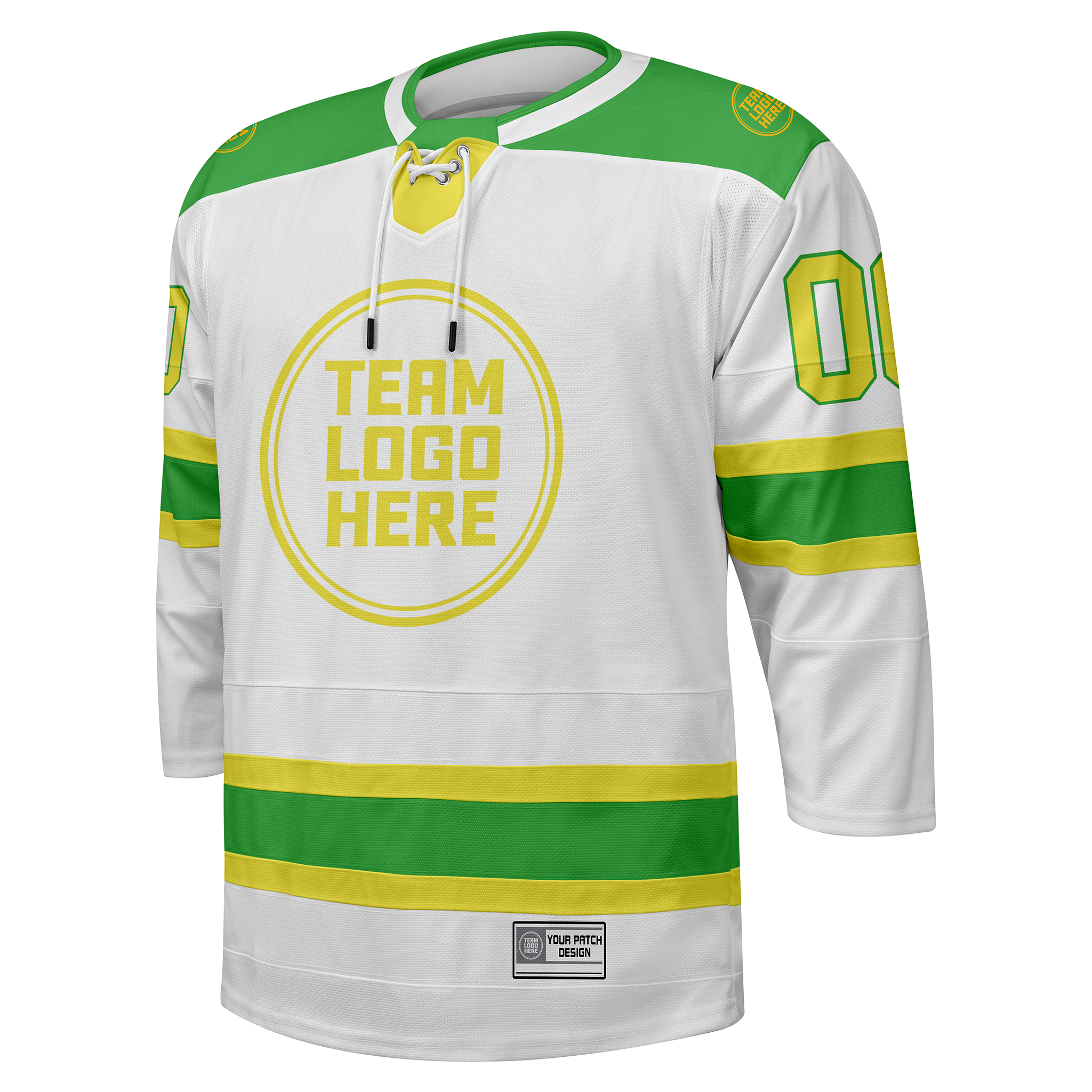 Custom Hockey Jersey Elite Pro  EP-101 WhiteYellowGreen