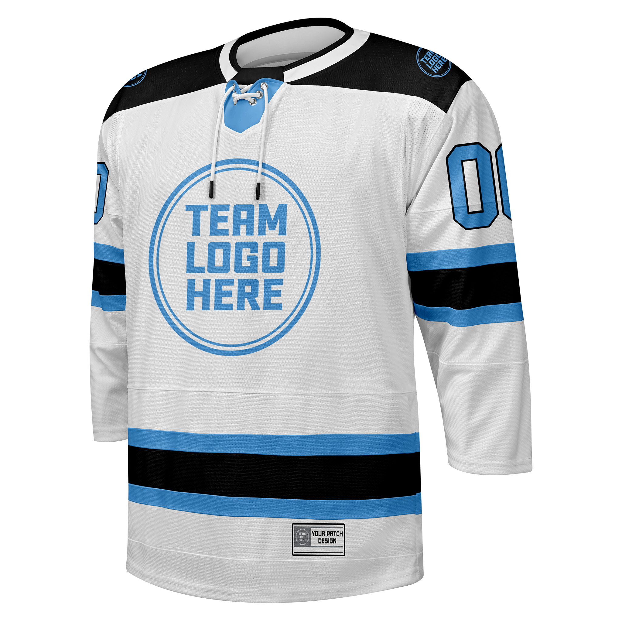 Custom Hockey Jersey Elite Pro  EP-101 WhiteBlueBlack